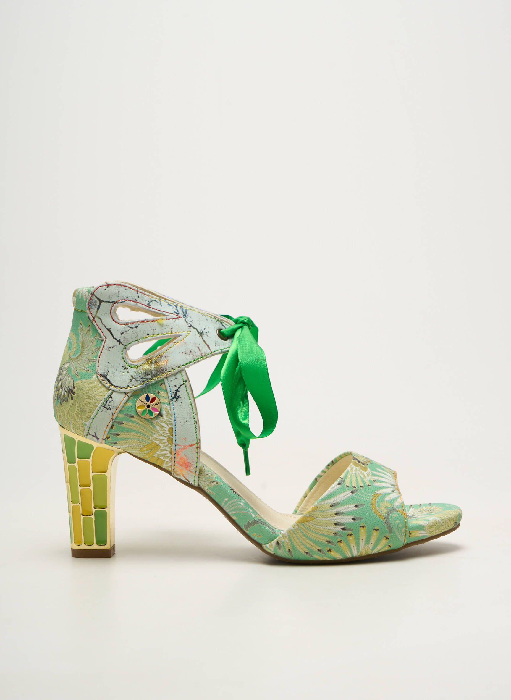 Sandales/nu pieds matière lisse talon de 7 à 9cm vert LAURA VITA femme