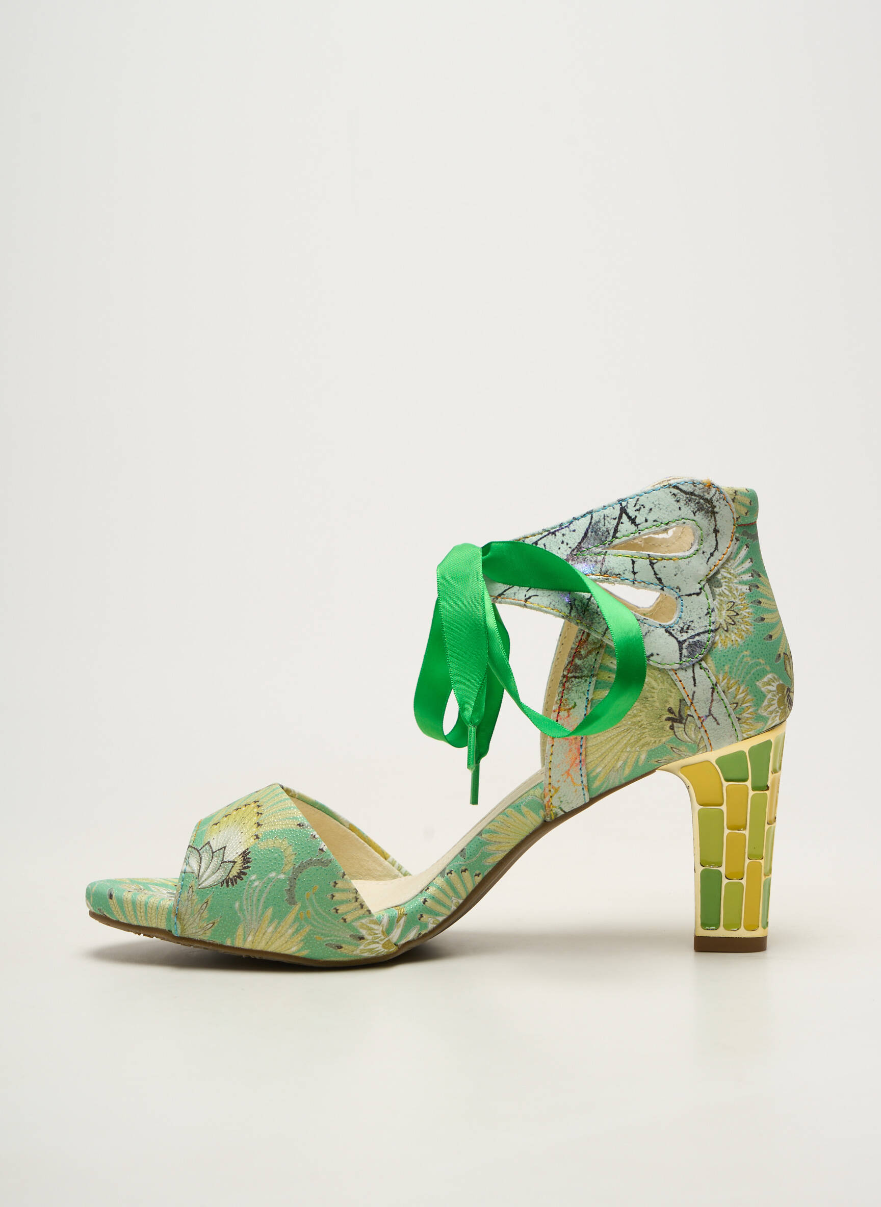 Sandales/nu pieds matière lisse talon de 7 à 9cm vert LAURA VITA femme
