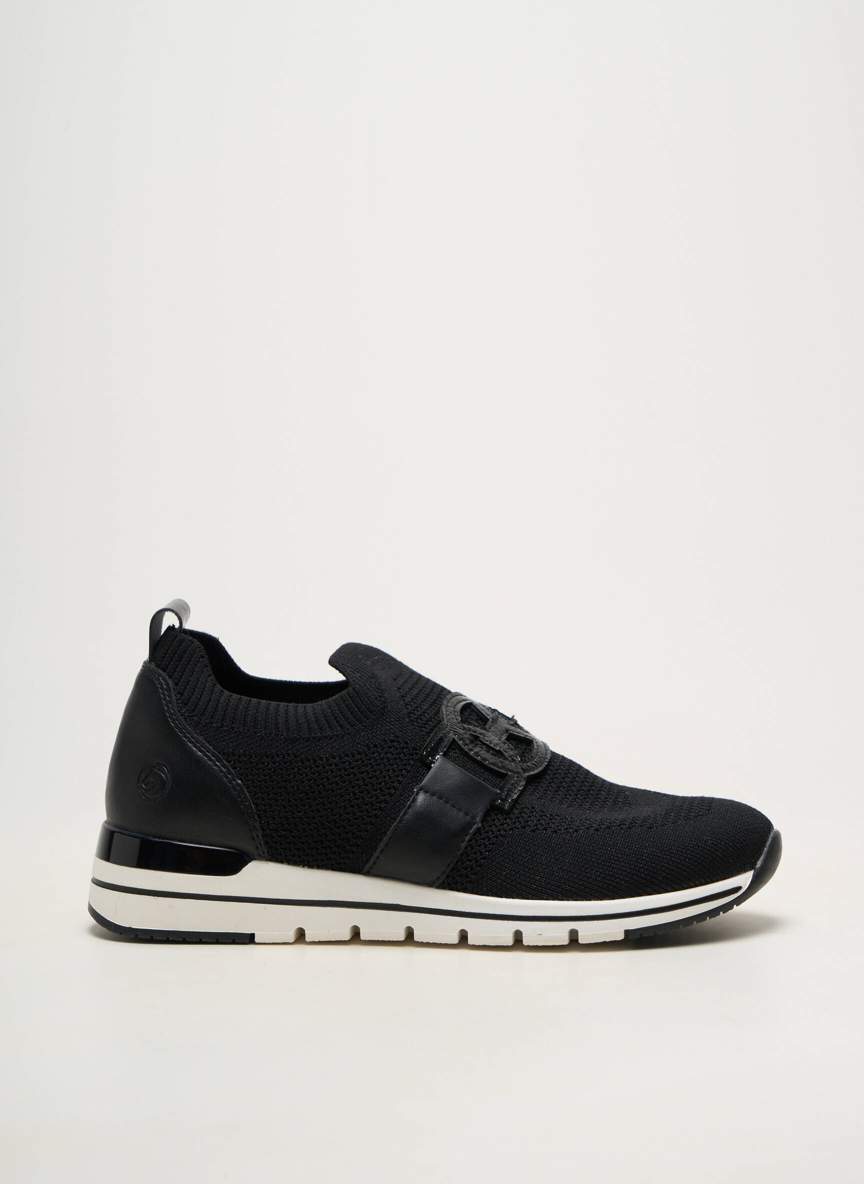 Baskets bout rond talon plat jusqu'à 3cm noir REMONTE femme