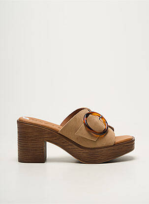 Mules/sabots matière lisse talon de 7 à 9cm beige KAOLA femme