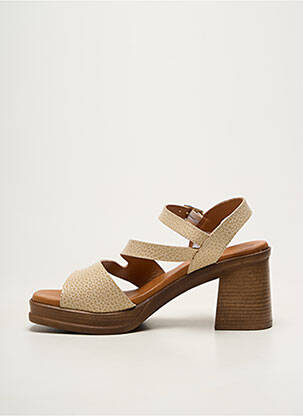 Sandales/nu pieds matière lisse talon de 7 à 9cm beige EVA FRUTOS femme