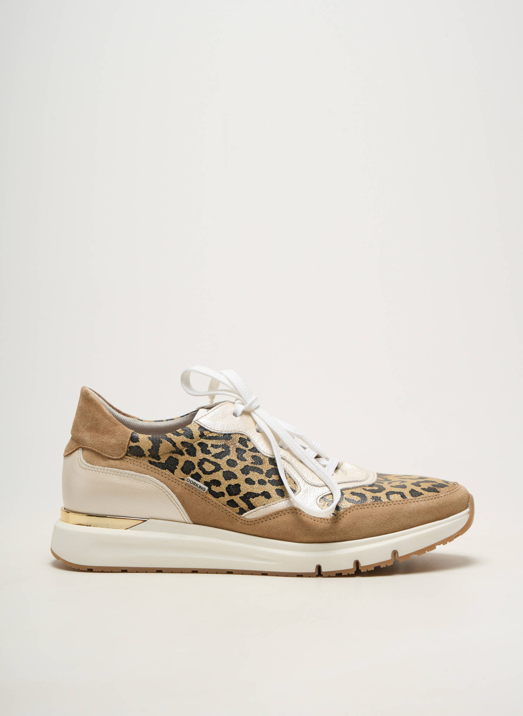 Baskets bout rond talon plat jusqu'à 3cm beige DORKING femme