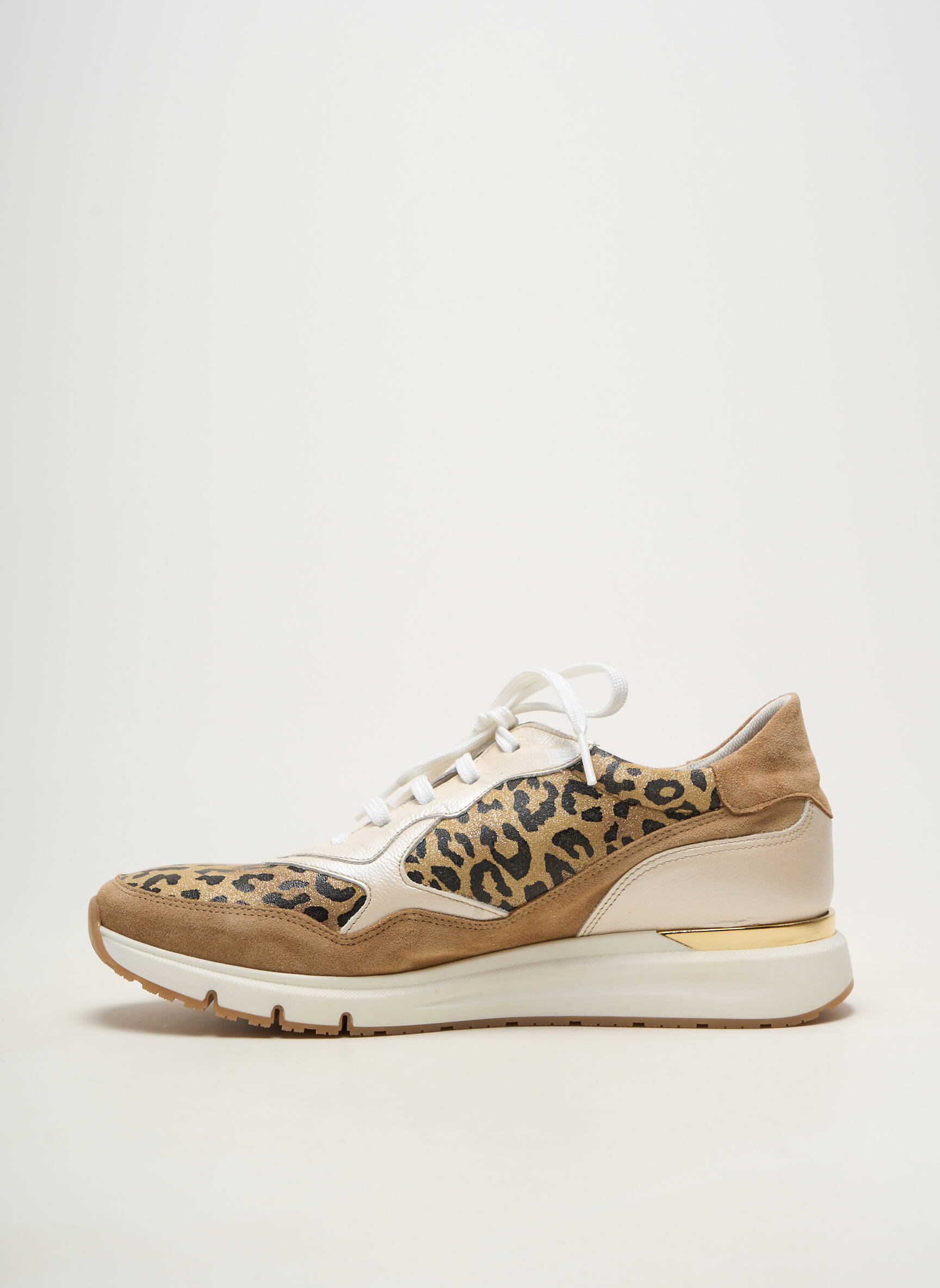 Baskets bout rond talon plat jusqu'à 3cm beige DORKING femme