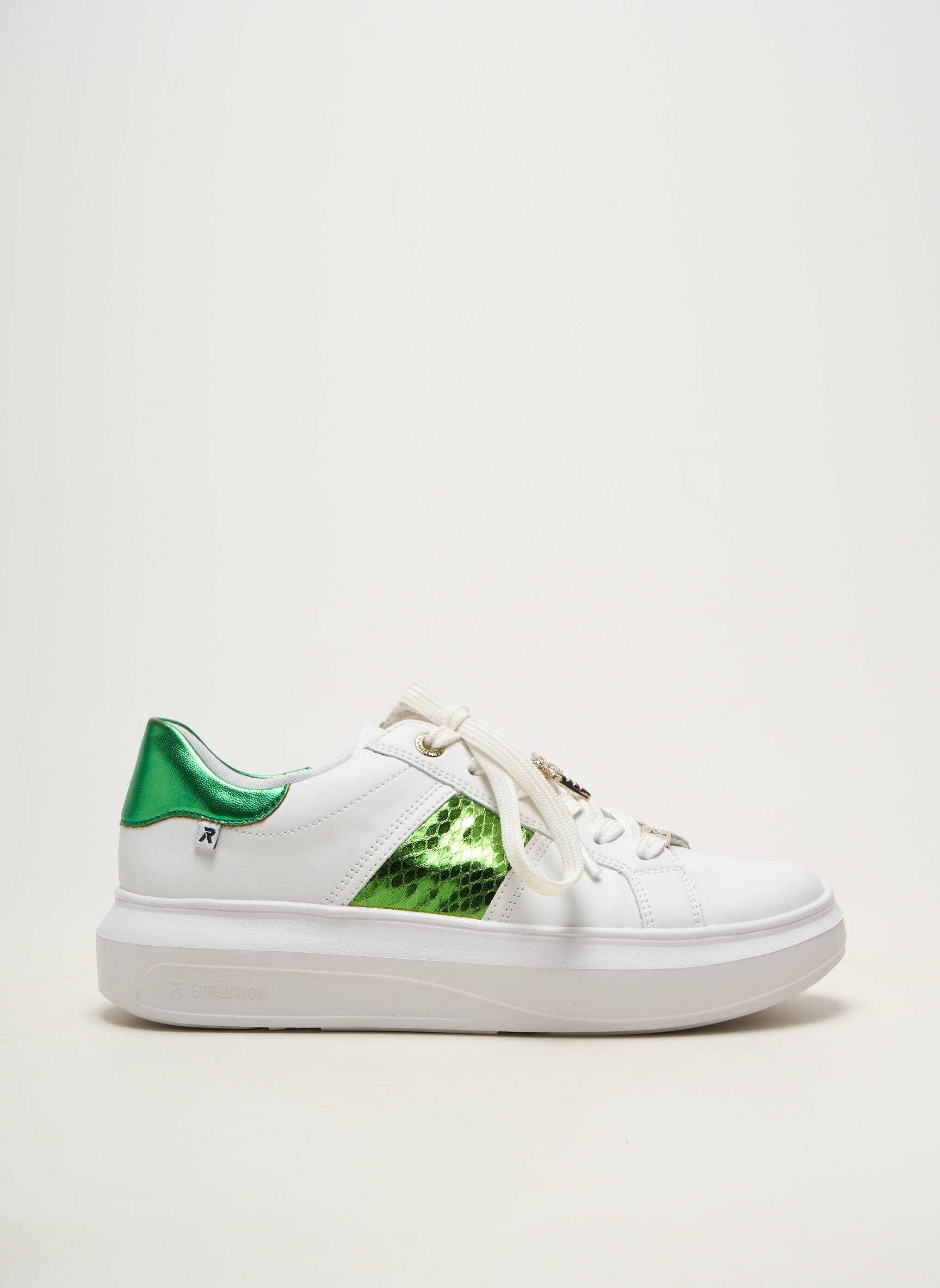 Baskets matière lisse talon plat jusqu'à 3cm blanc RIEKER femme