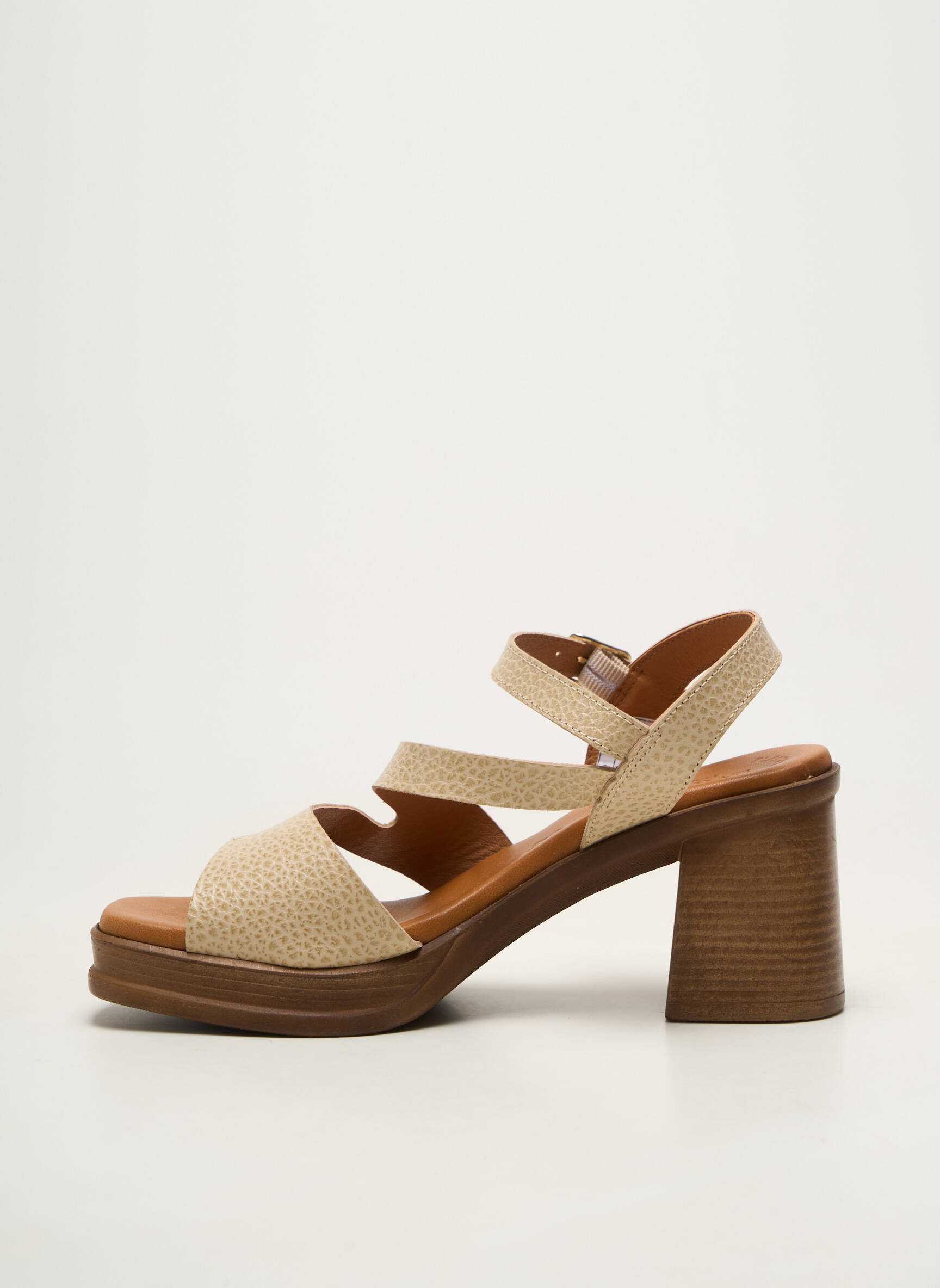 Sandales/nu pieds matière lisse talon de 7 à 9cm beige EVA FRUTOS femme