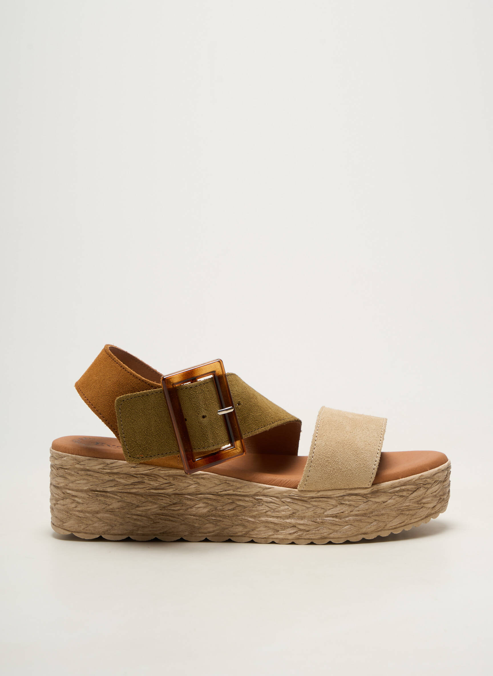 Espadrilles plateforme talon de 4 à 6cm vert EVA FRUTOS femme