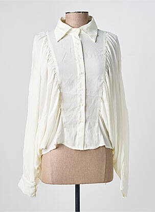 Chemisier tissage crêpe manches longues beige NEKANE femme