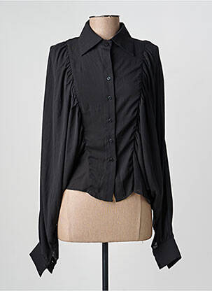 Chemisier tissage crêpe manches longues noir NEKANE femme