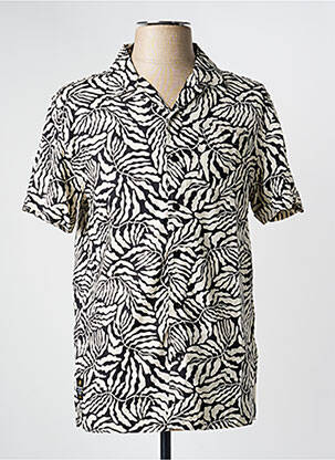 Chemise manches courtes col tailleur noir DEELUXE homme