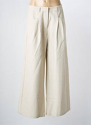 Pantalon large tissage crêpe taille haute beige NEKANE femme
