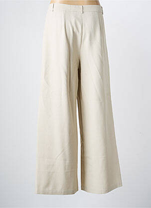 Pantalon large tissage crêpe taille haute beige NEKANE femme
