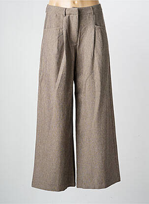 Pantalon large taille à pinces taille haute marron NEKANE femme