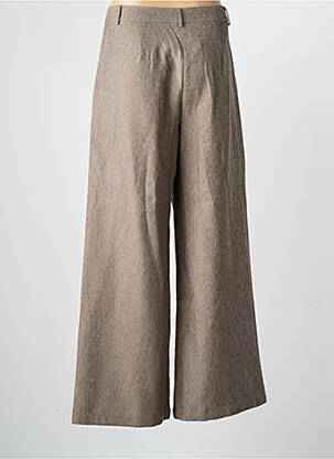 Pantalon large taille à pinces taille haute marron NEKANE femme