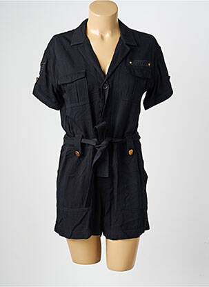 Combishort fermeture boutonnée sur le devant manches courtes noir SCHOTT femme