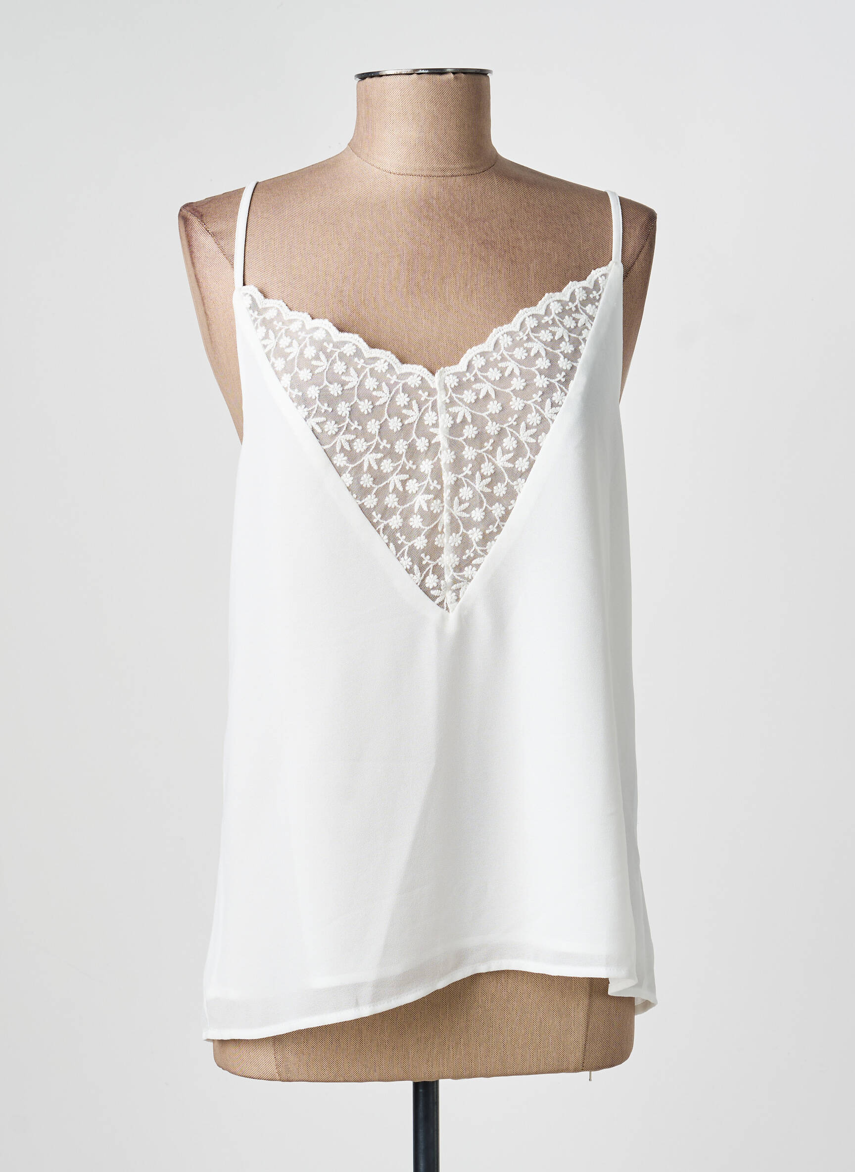 Top manches bretelles ajustables fines bretelles blanc SIAMOISE femme