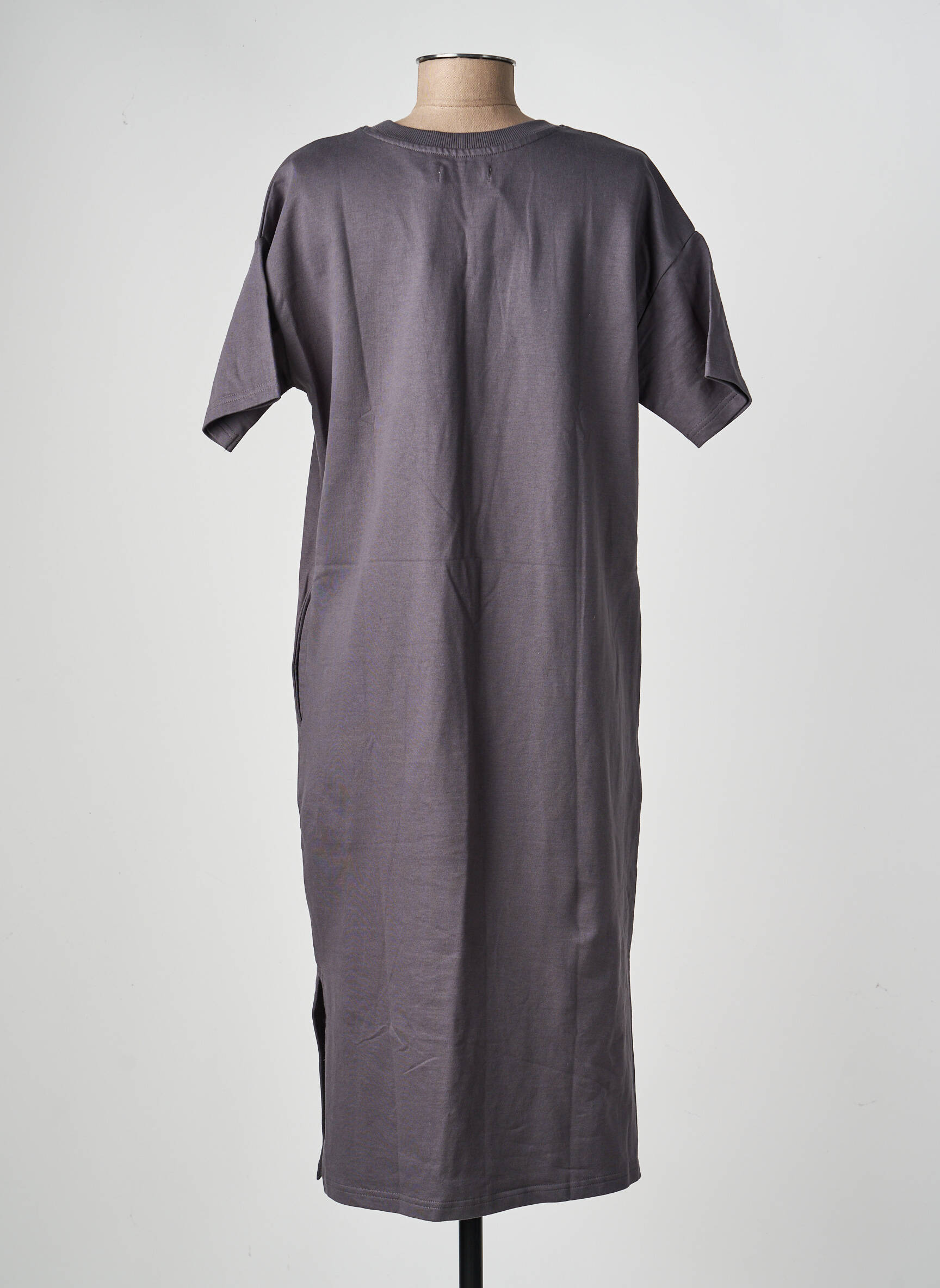 Robe mi-longue manches courtes manches courtes gris DEELUXE femme