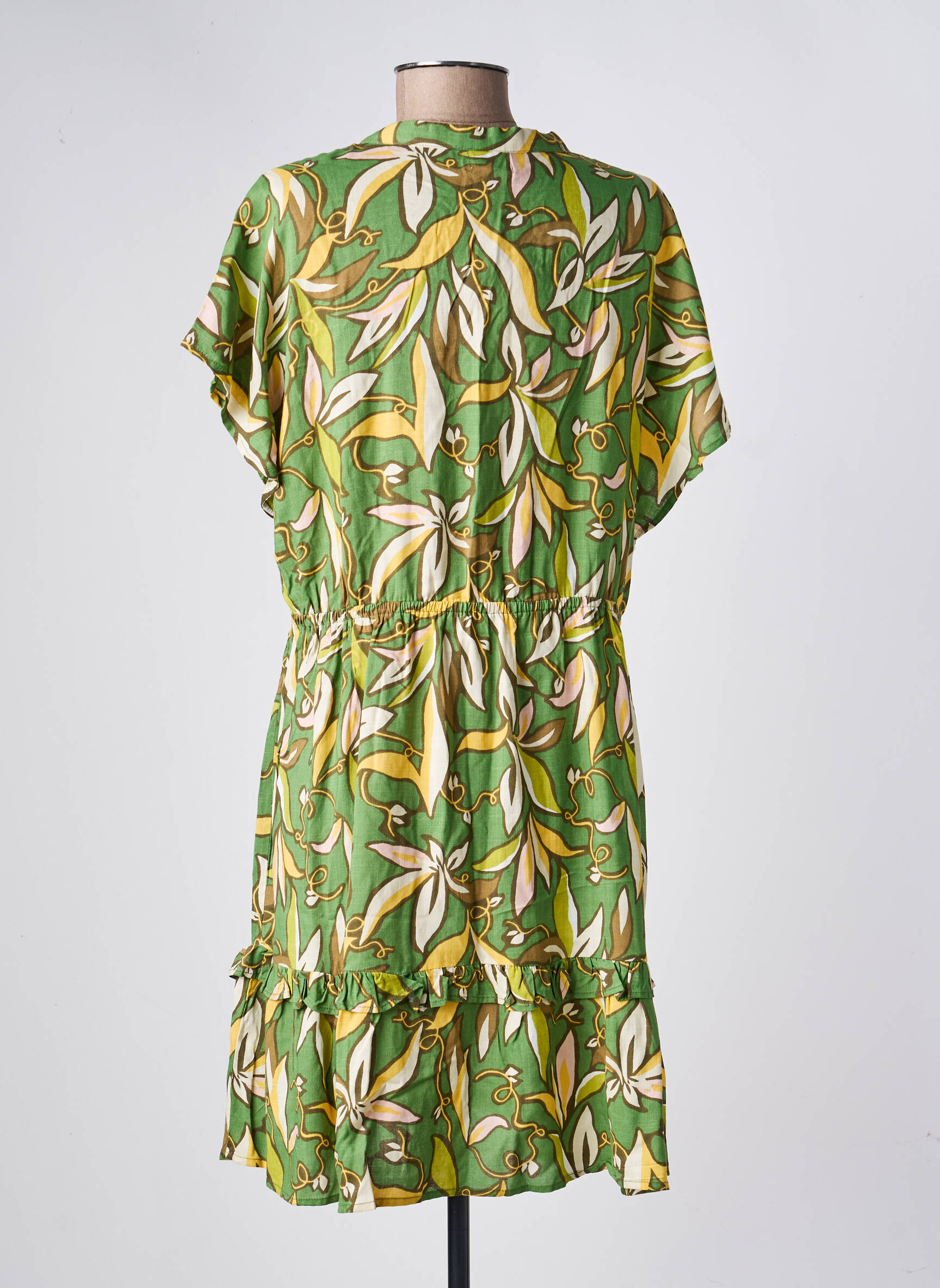 Robe courte manches courtes manches courtes vert AN' GE femme