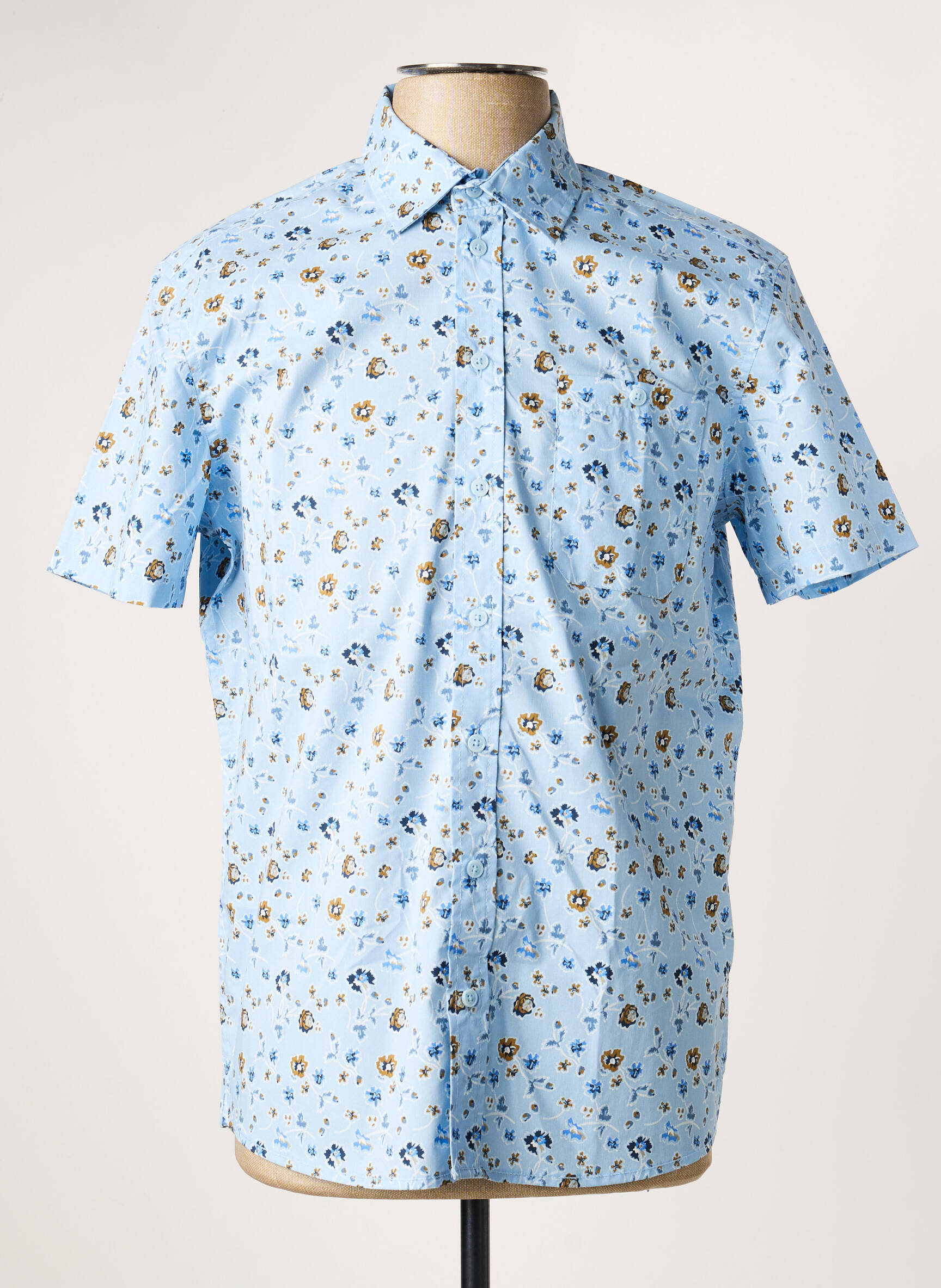Chemise manches courtes poches bleu BLEND homme
