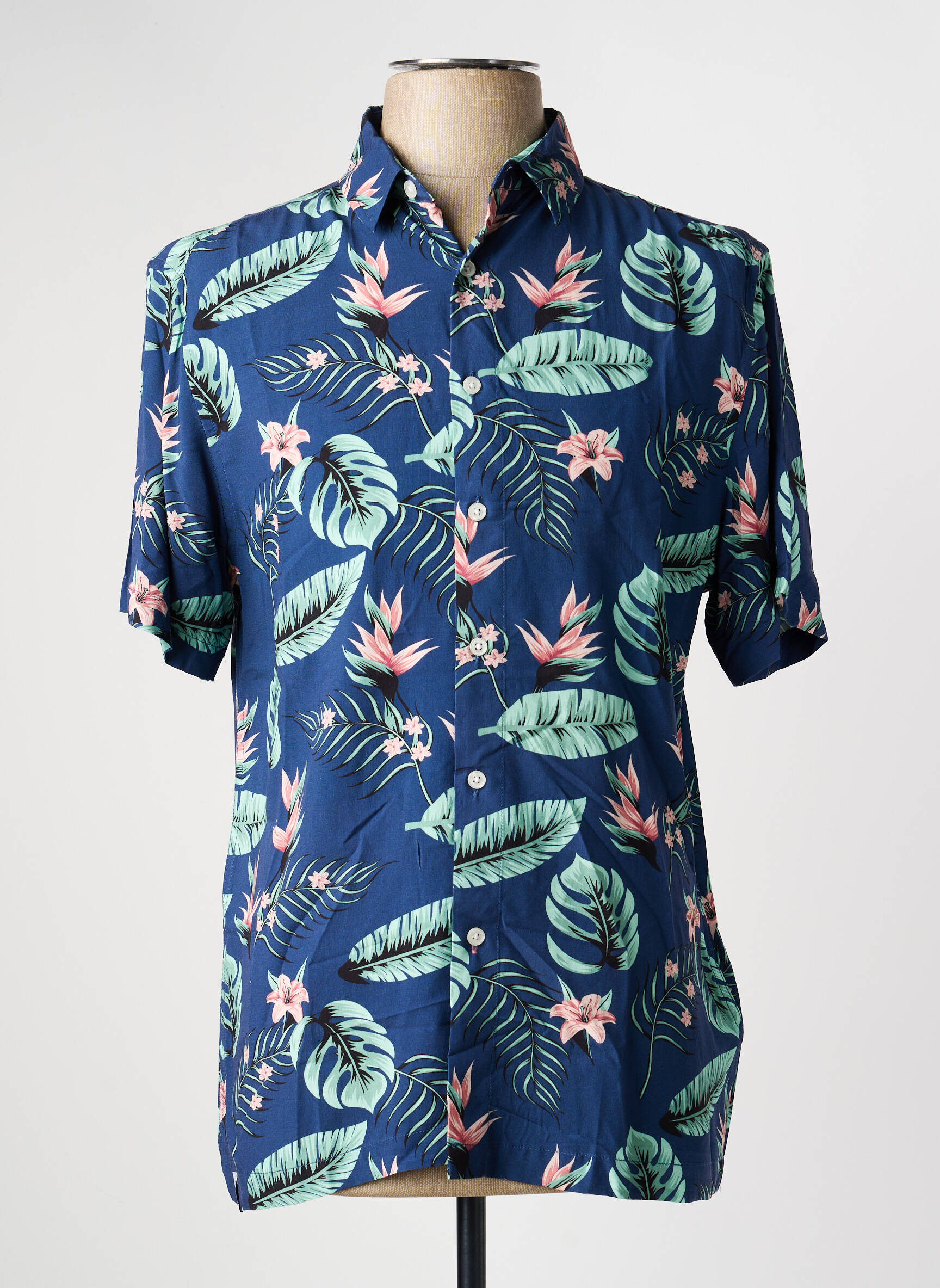 Chemise manches courtes imprimé tie and dye bleu DEELUXE homme