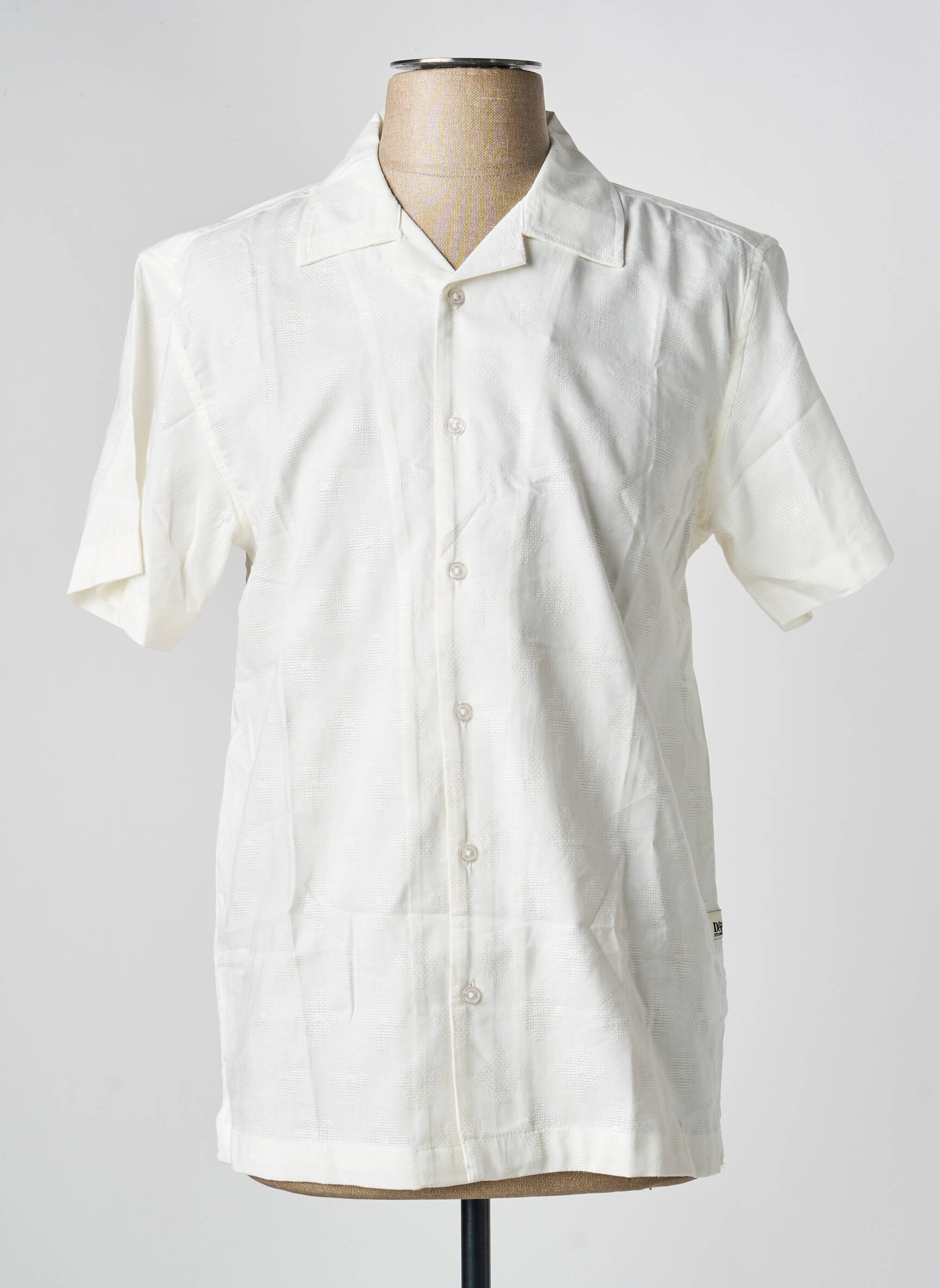 Chemise manches courtes col tailleur beige DEELUXE homme
