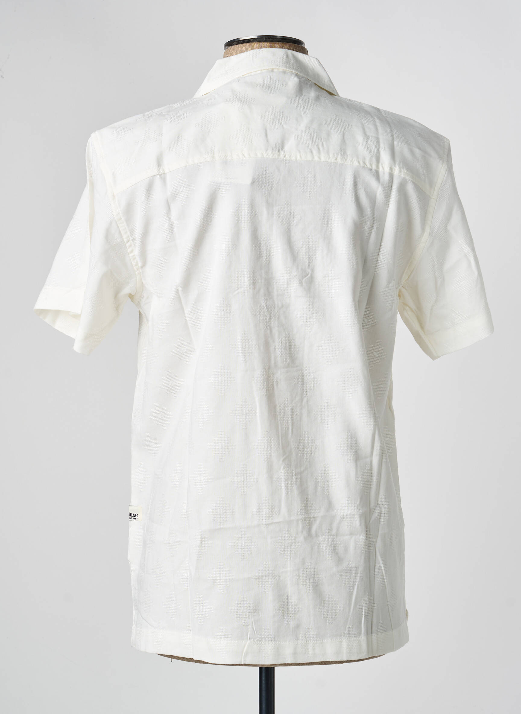 Chemise manches courtes col tailleur beige DEELUXE homme