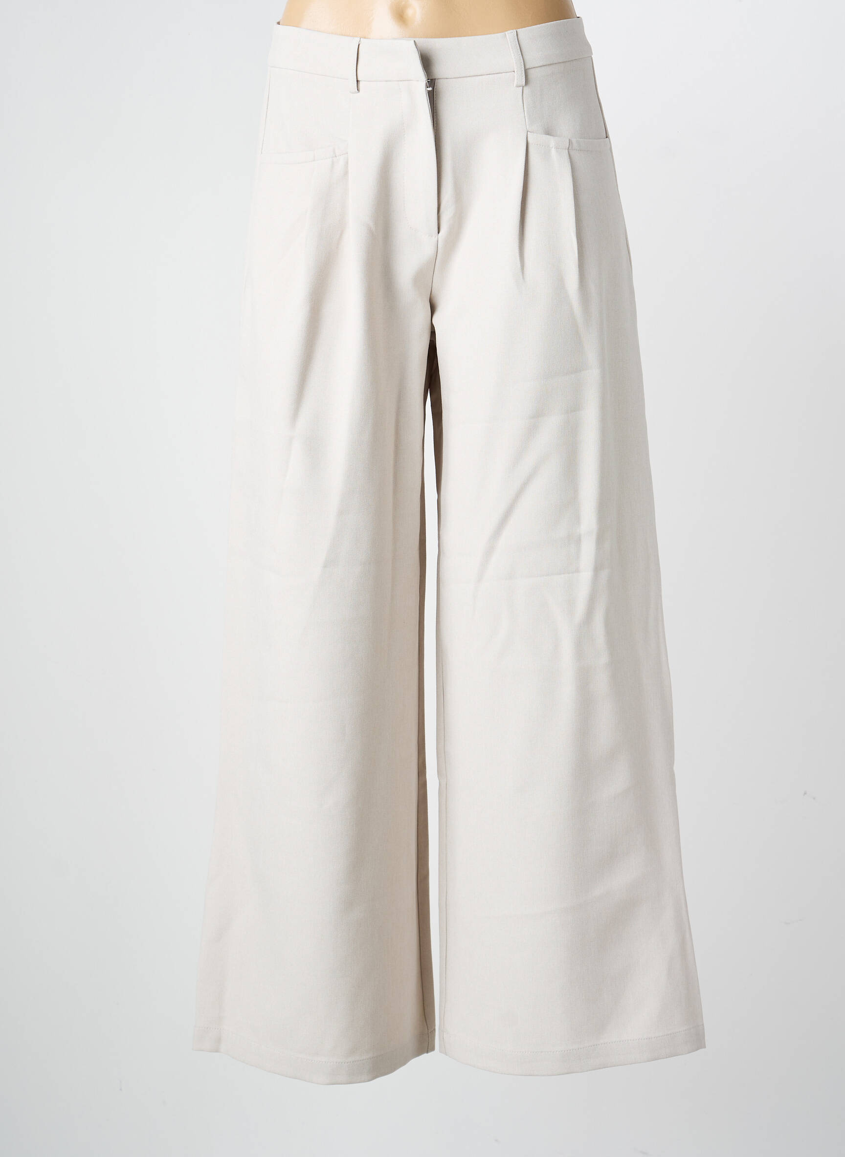 Pantalon large tissage crêpe taille haute gris NEKANE femme