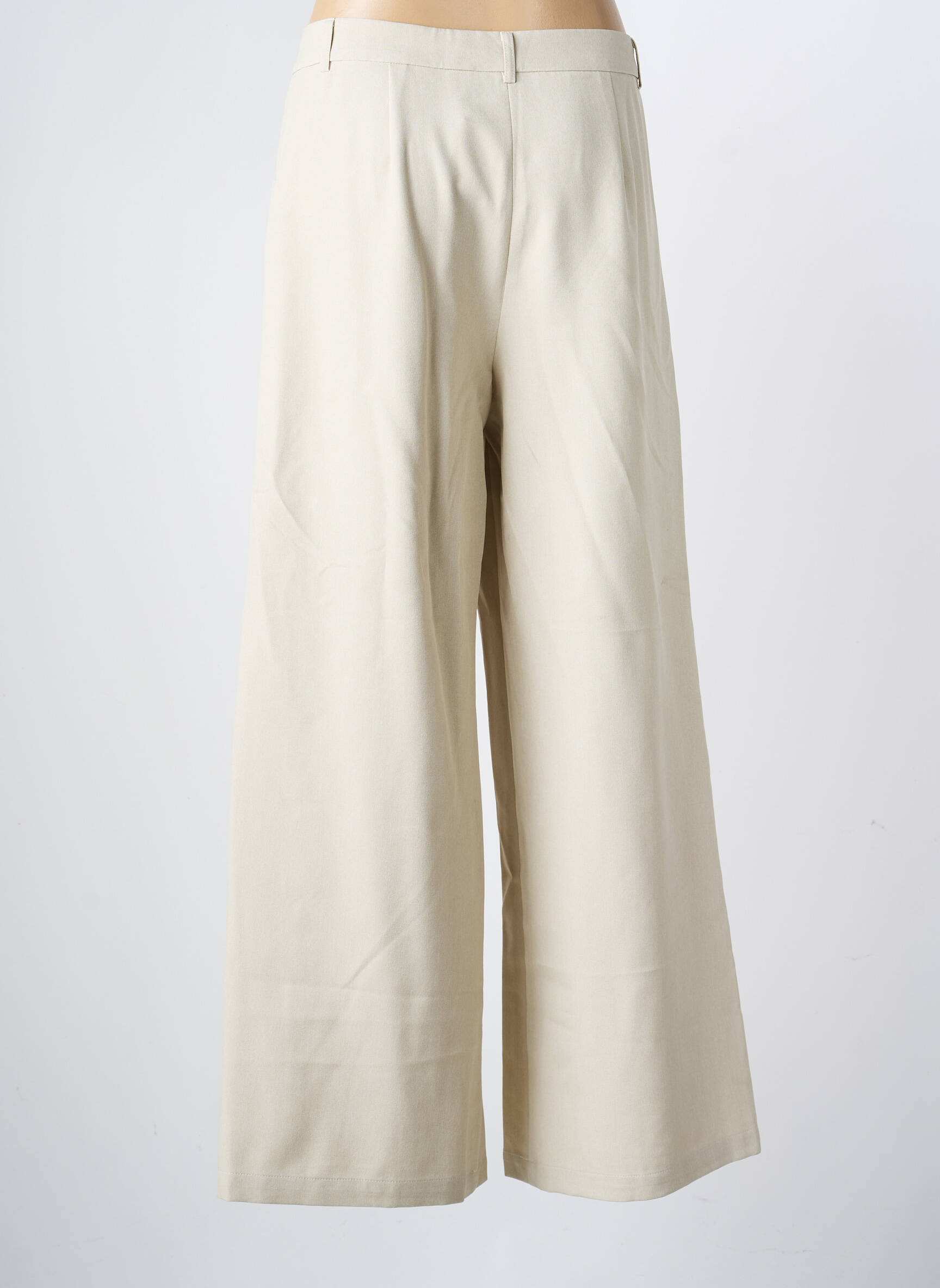 Pantalon large tissage crêpe taille haute beige NEKANE femme