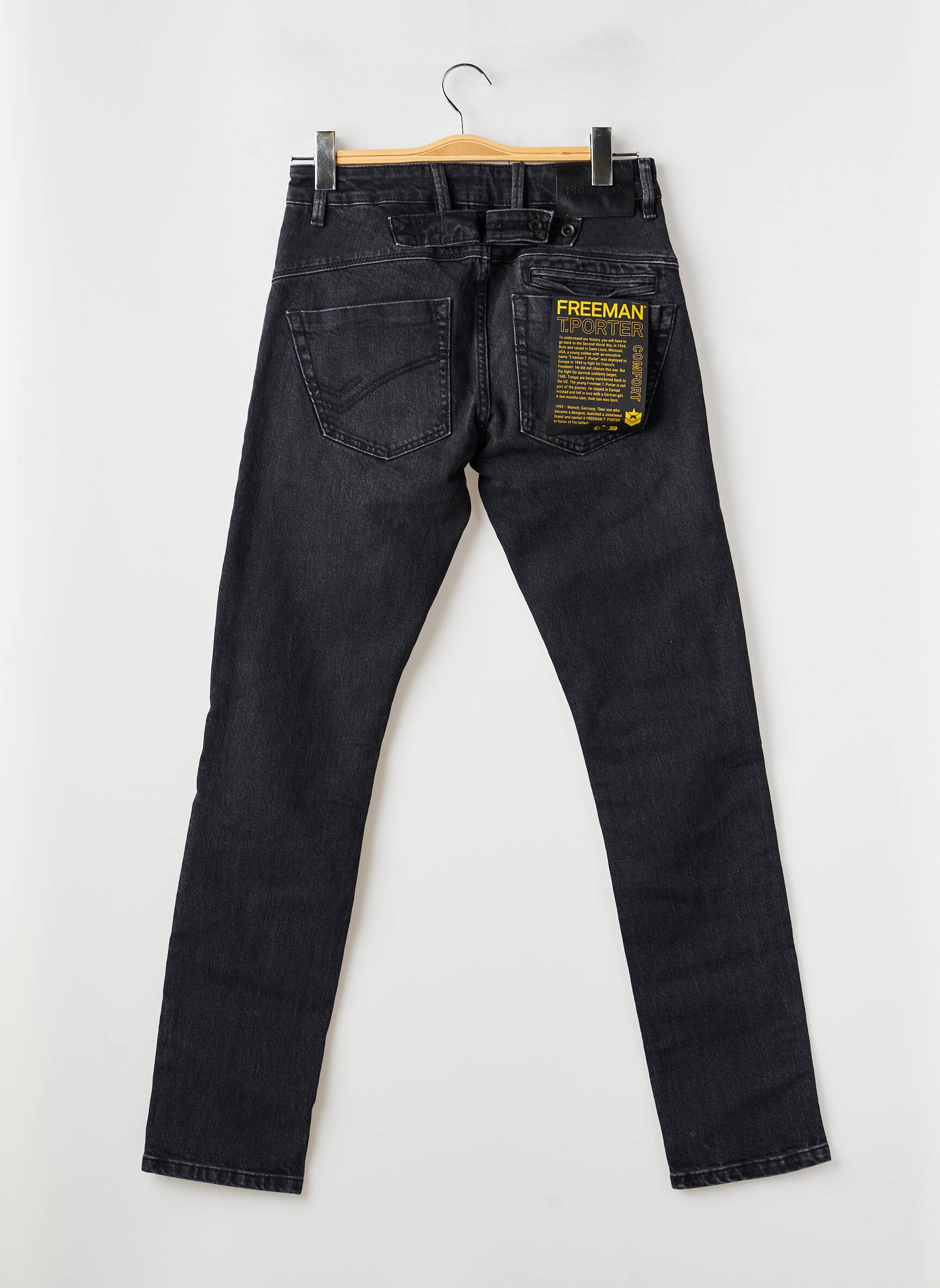 Jeans coupe slim stretch taille normale noir FREEMAN T.PORTER homme