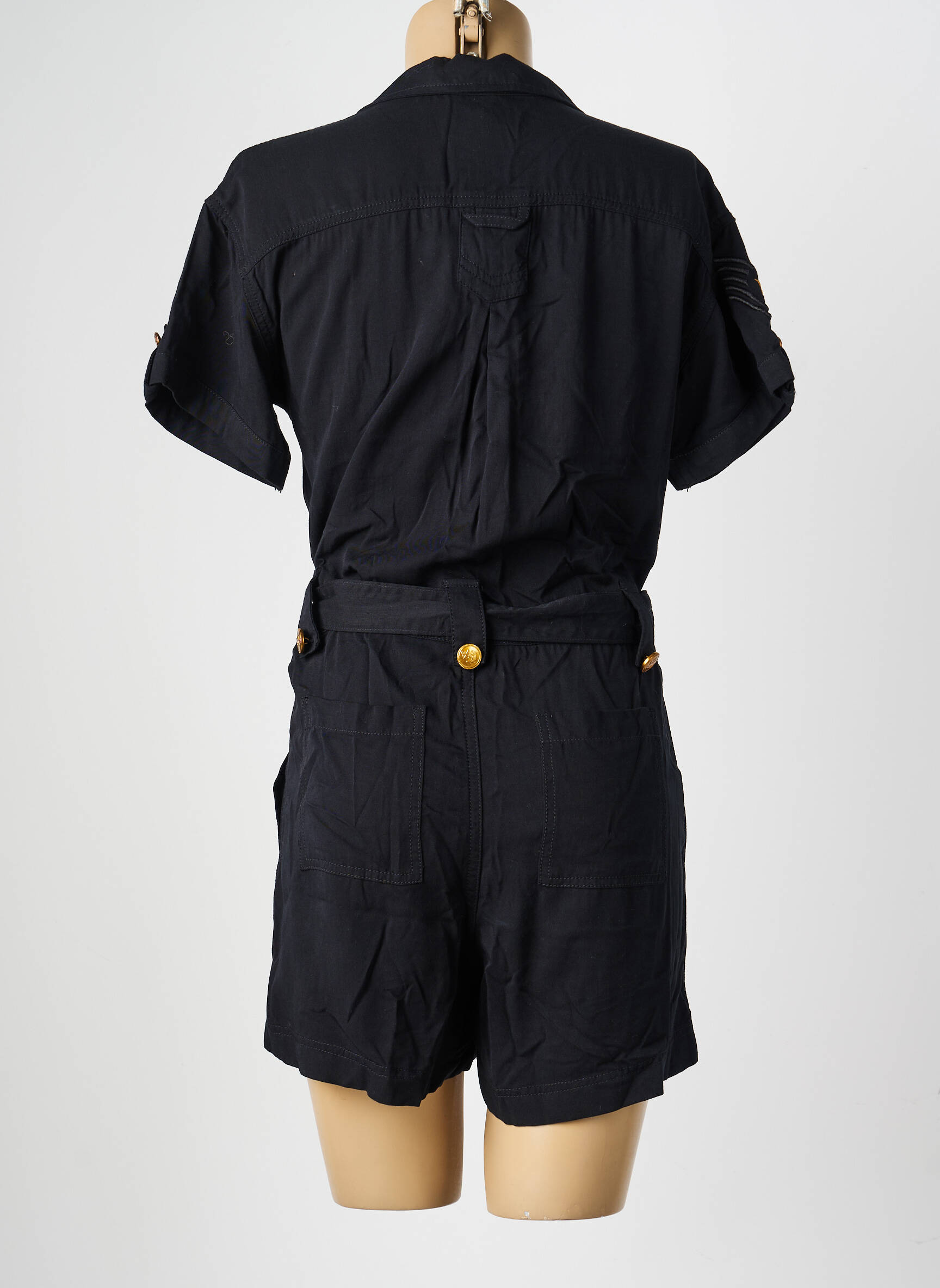 Combishort fermeture boutonnée sur le devant manches courtes noir SCHOTT femme