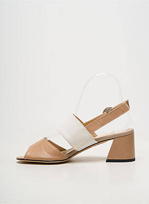 Sandales/nu pieds matière lisse talon de 4 à 6cm beige BRUNATE femme