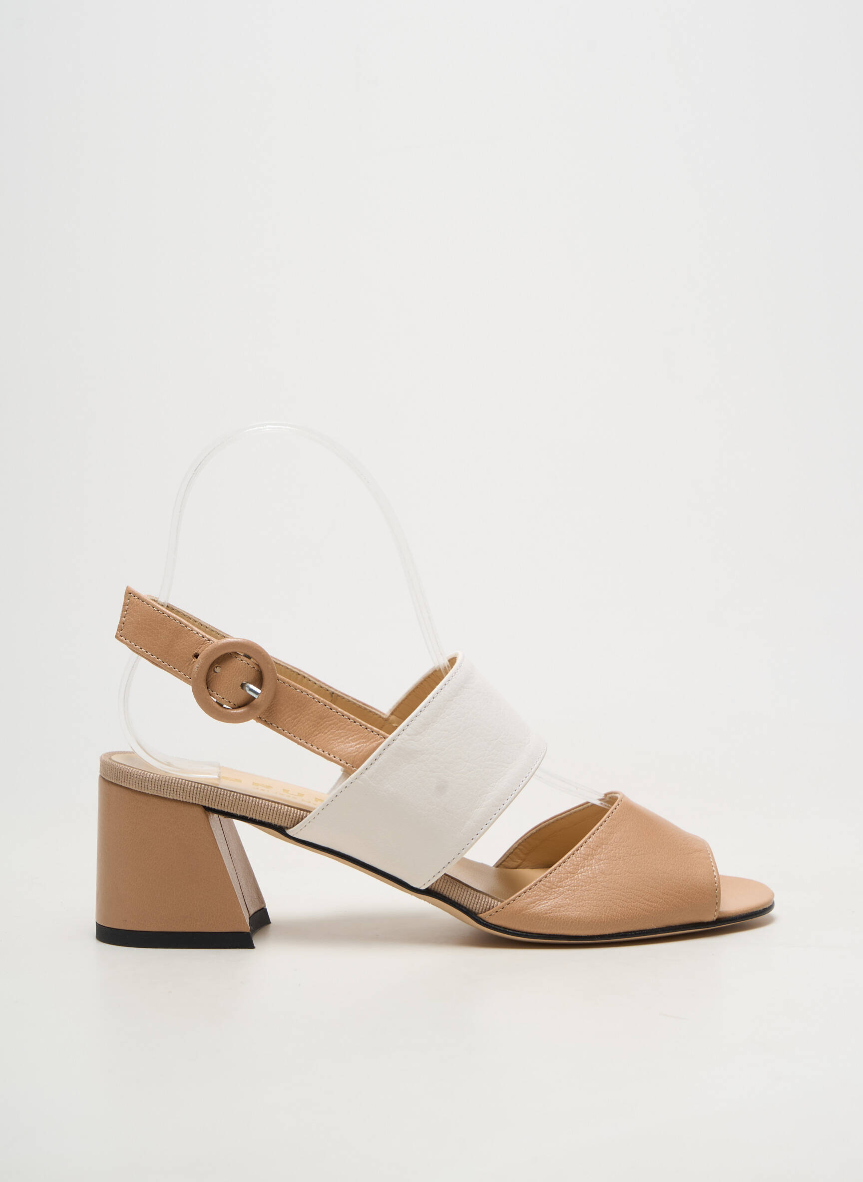 Sandales/nu pieds matière lisse talon de 4 à 6cm beige BRUNATE femme