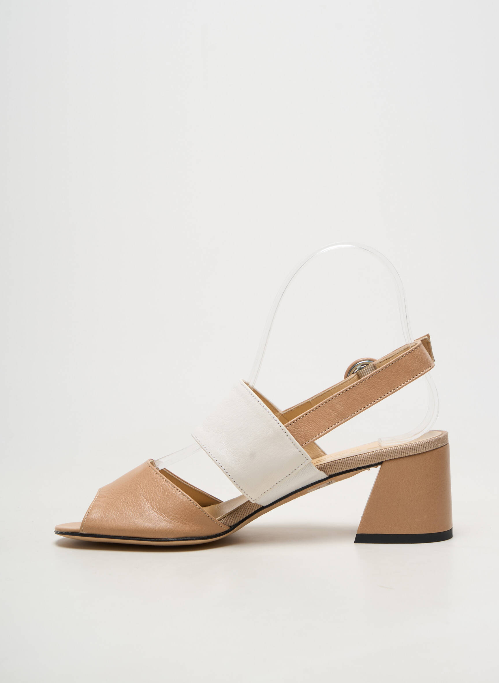 Sandales/nu pieds matière lisse talon de 4 à 6cm beige BRUNATE femme
