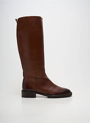 Bottes matière lisse talon plat jusqu'à 3cm marron PERTINI femme