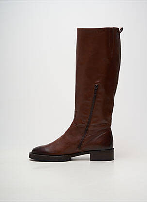 Bottes matière lisse talon plat jusqu'à 3cm marron PERTINI femme