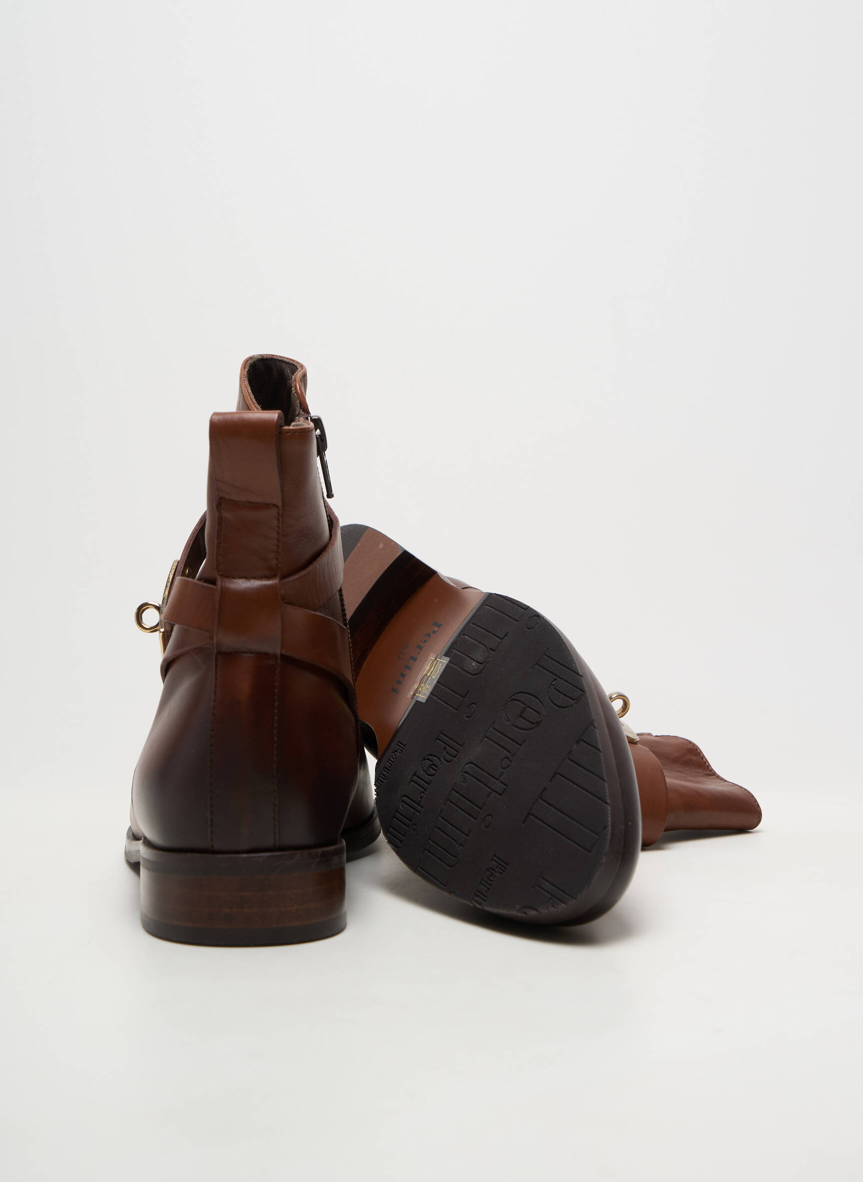 Bottines/boots matière lisse talon plat jusqu'à 3cm marron PERTINI femme