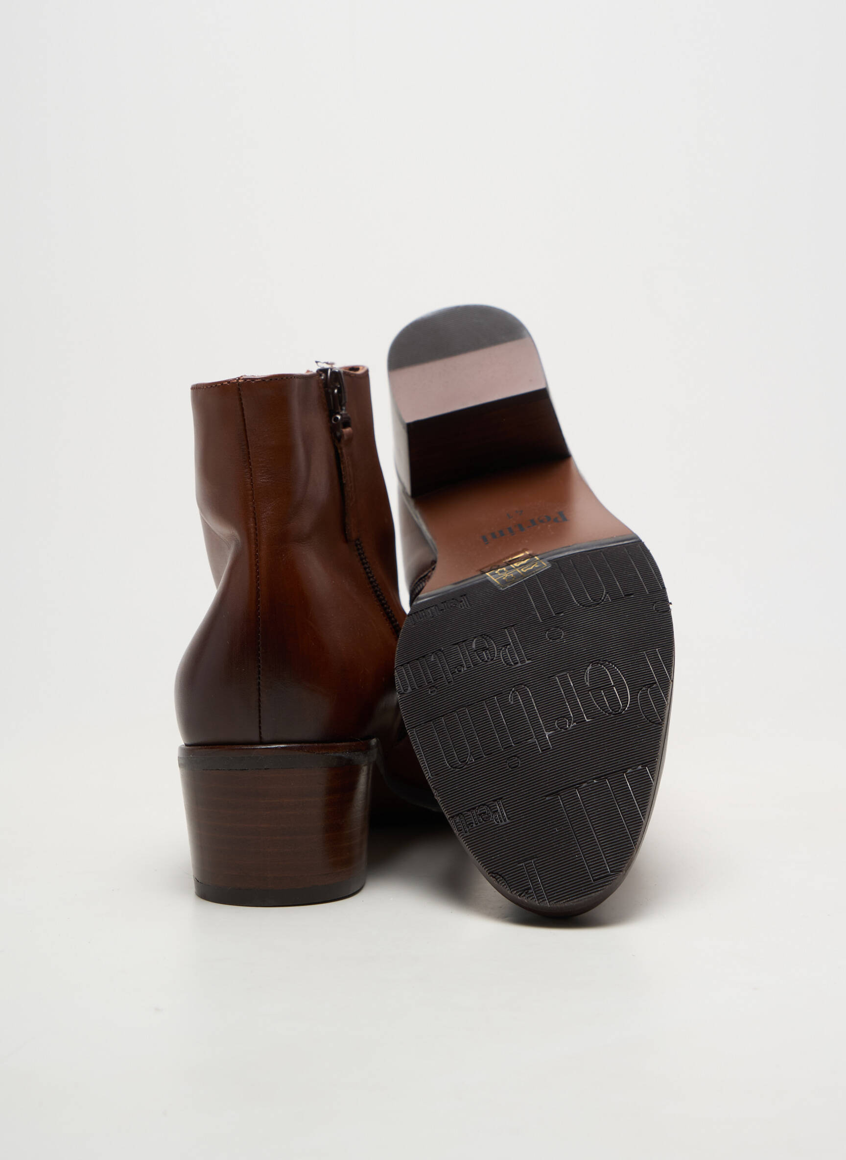Bottines/boots matière lisse talon de 4 à 6cm marron PERTINI femme