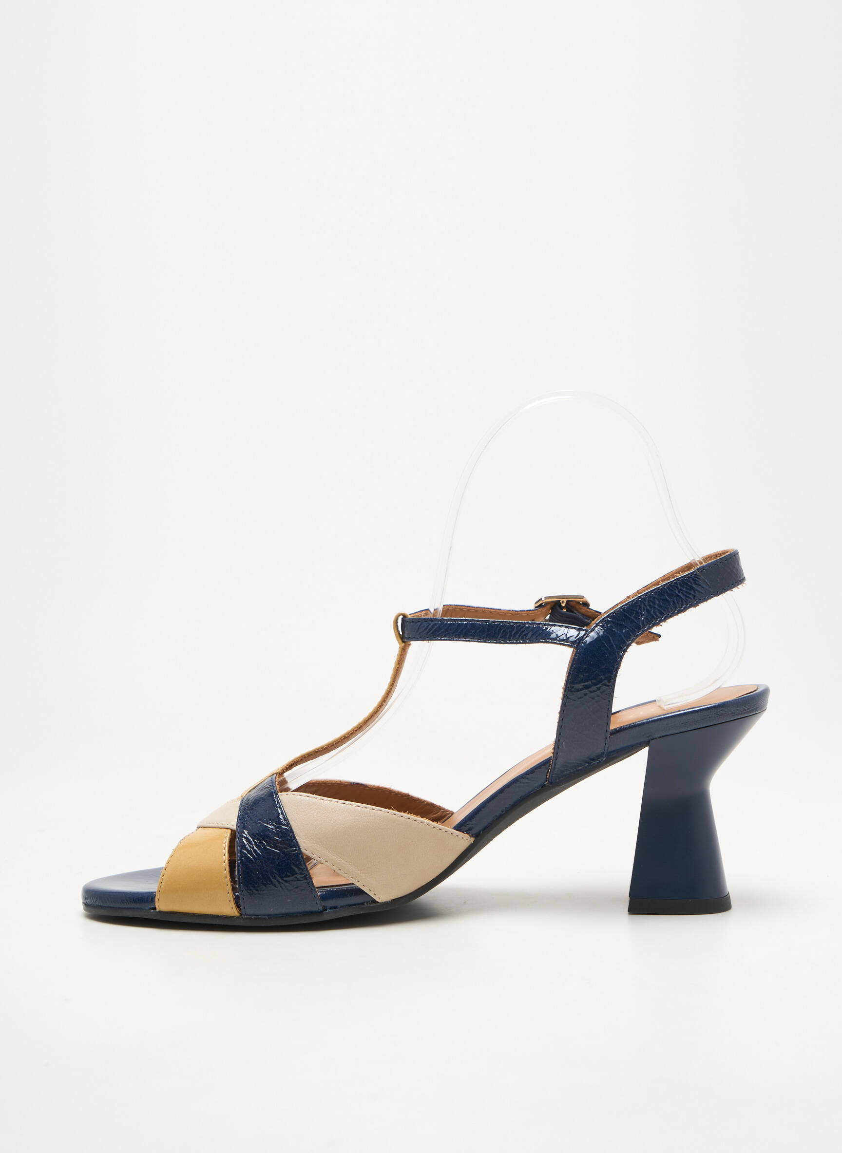 Sandales/nu pieds matière lisse talon de 7 à 9cm bleu LODI LOVE femme