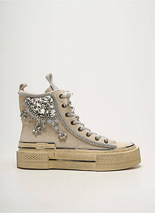 Baskets bout rond talon plat jusqu'à 3cm beige NAN-KU femme