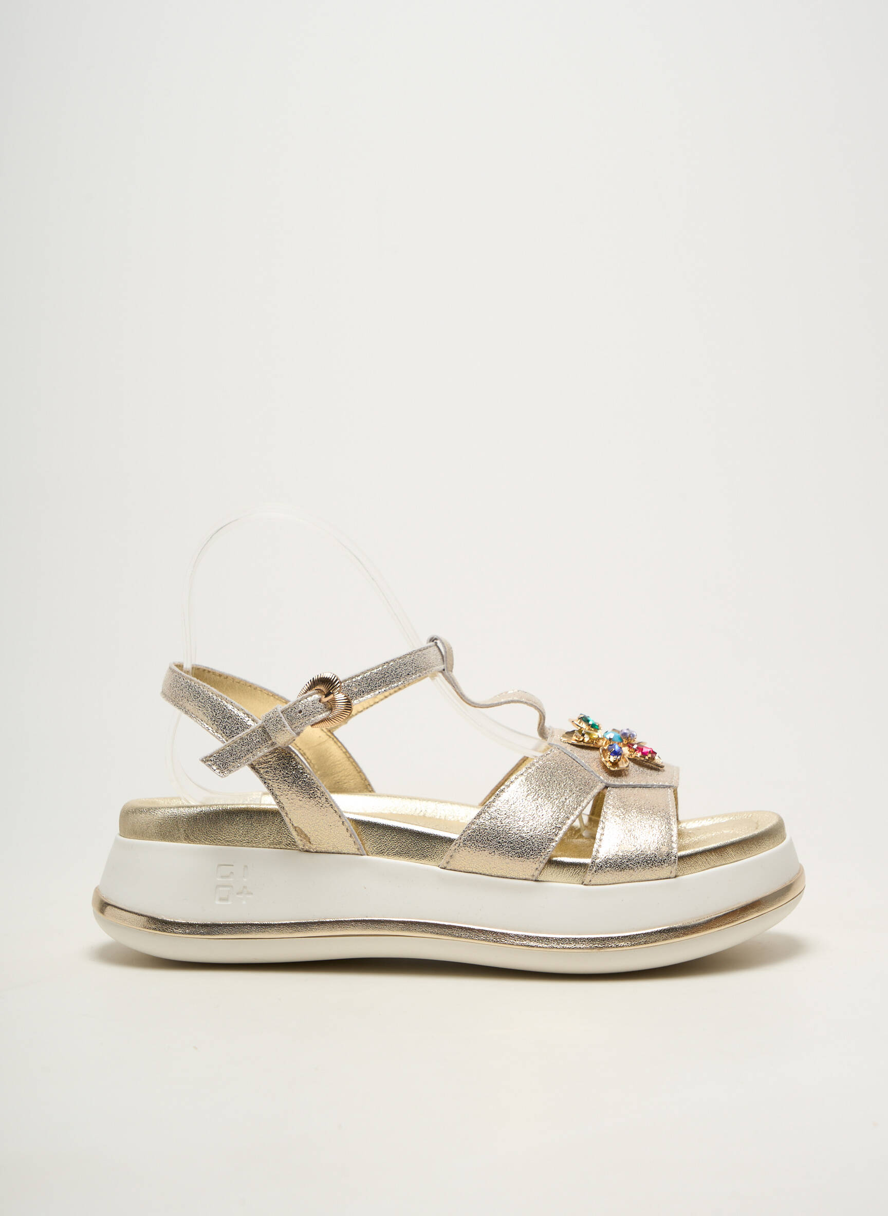 Sandales/nu pieds matière lisse talon de 4 à 6cm or GIOPIU femme