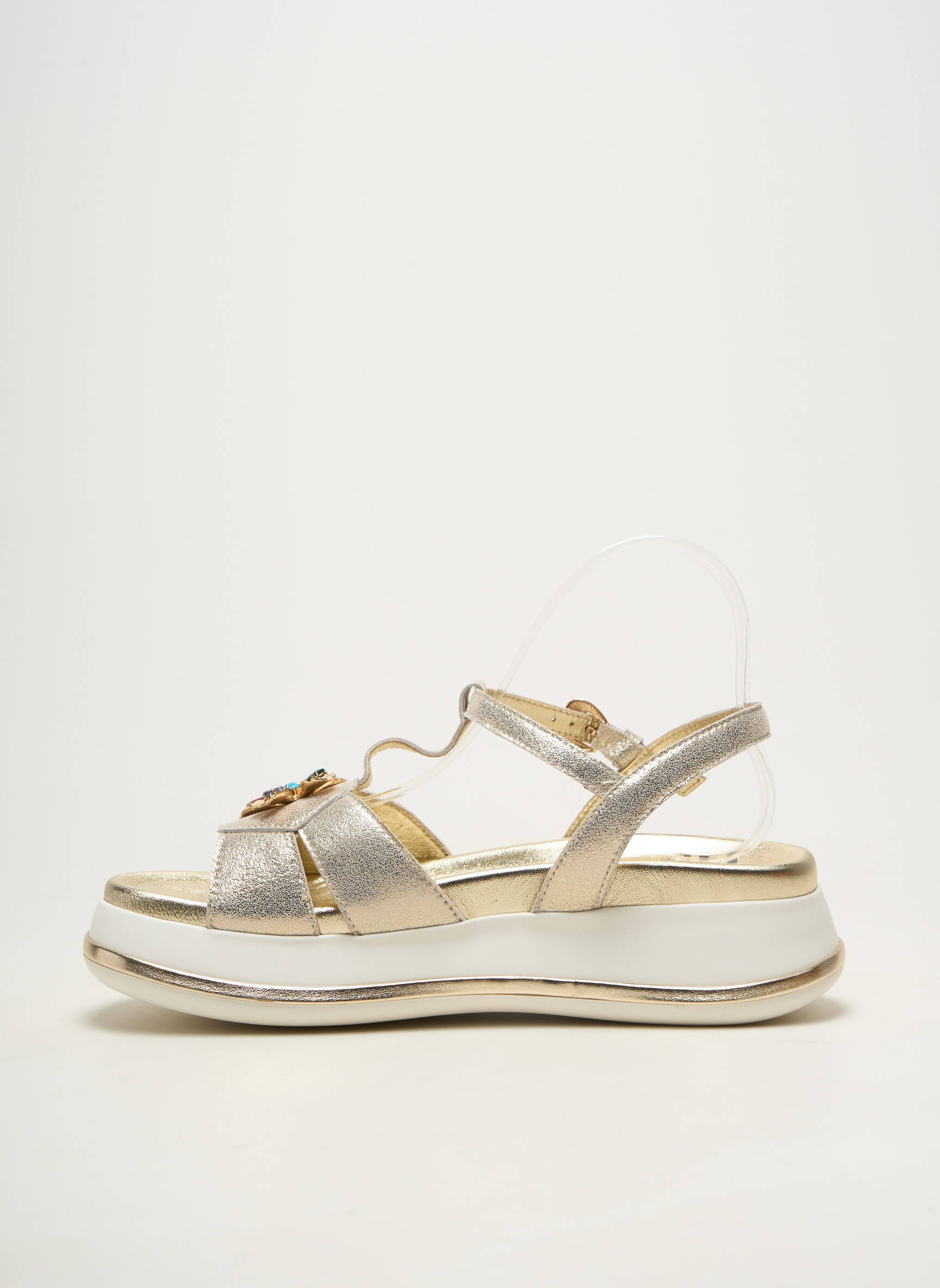 Sandales/nu pieds matière lisse talon de 4 à 6cm or GIOPIU femme