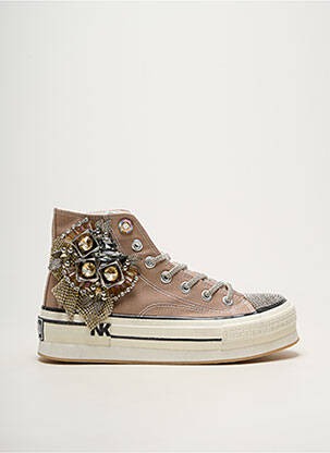Baskets bout rond talon plat jusqu'à 3cm marron NAN-KU femme