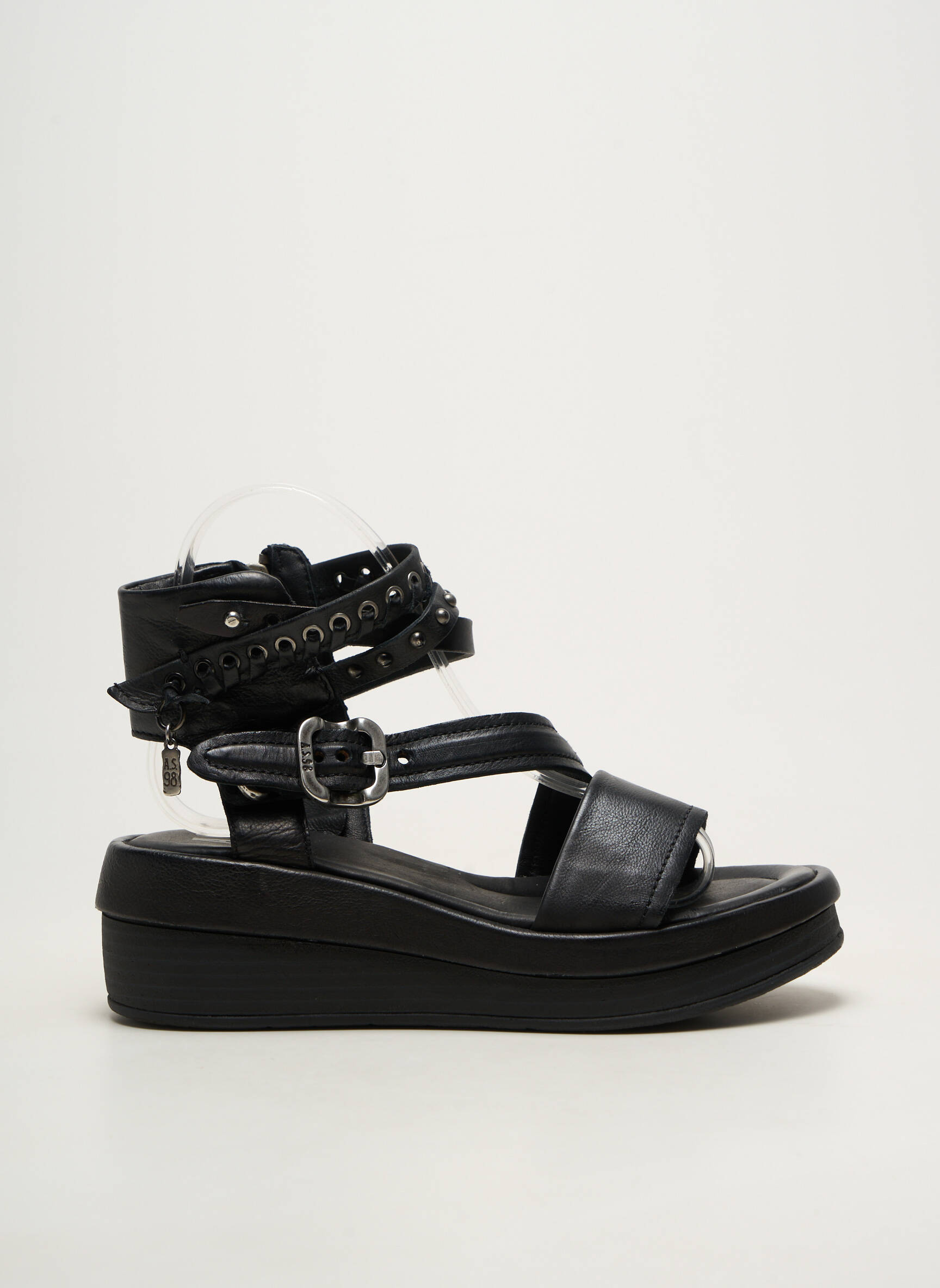 Sandales/nu pieds matière lisse talon de 4 à 6cm noir A.S.98 femme