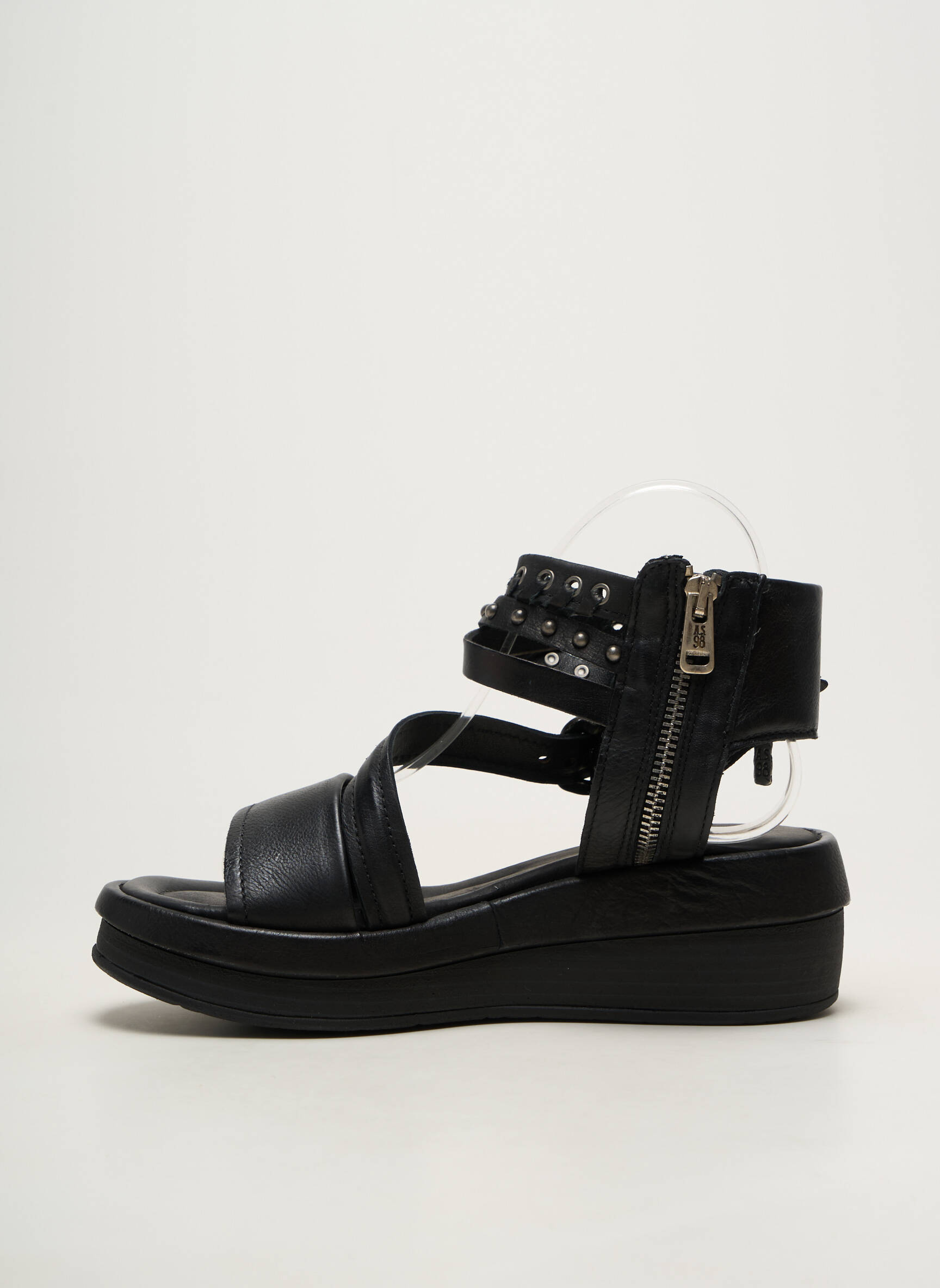 Sandales/nu pieds matière lisse talon de 4 à 6cm noir A.S.98 femme