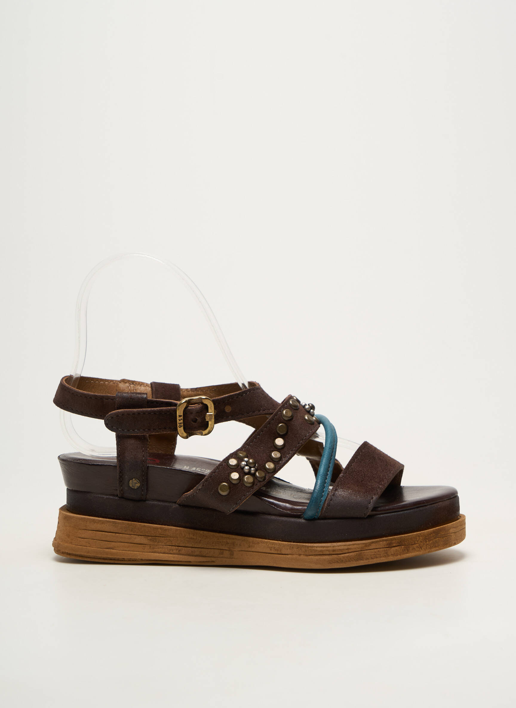Sandales/nu pieds matière lisse talon de 4 à 6cm marron A.S.98 femme