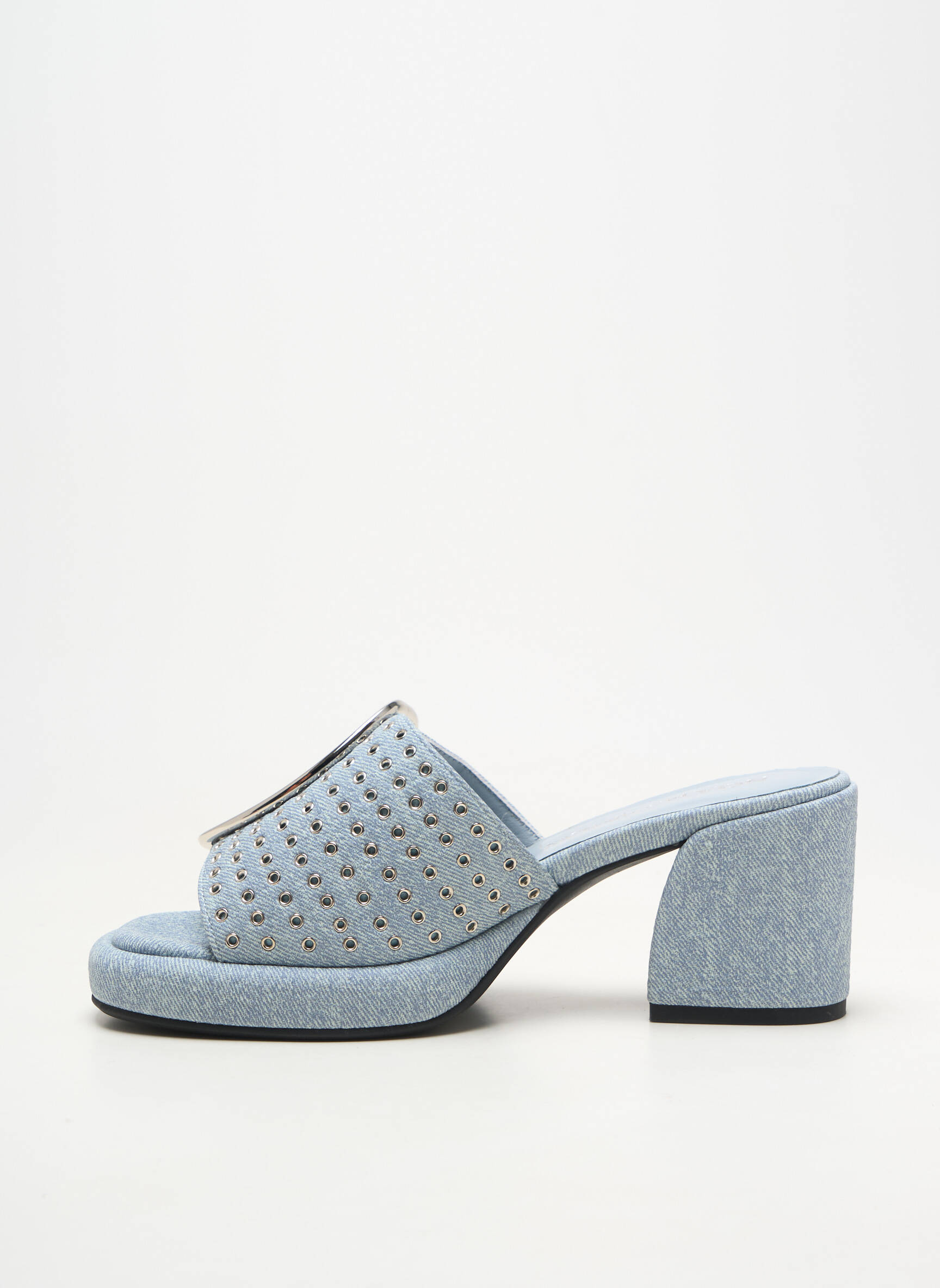 Mules/sabots bout ouvert talon de 7 à 9cm bleu NOA HARMON femme