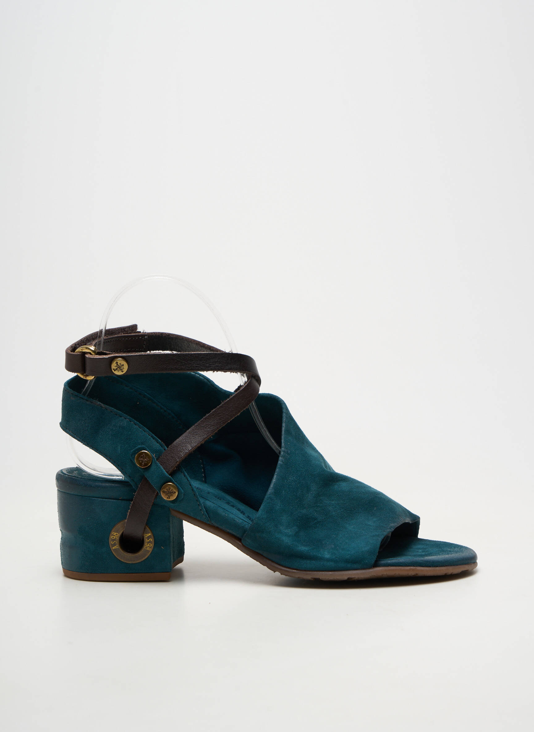 Sandales/nu pieds matière lisse talon de 4 à 6cm bleu A.S.98 femme