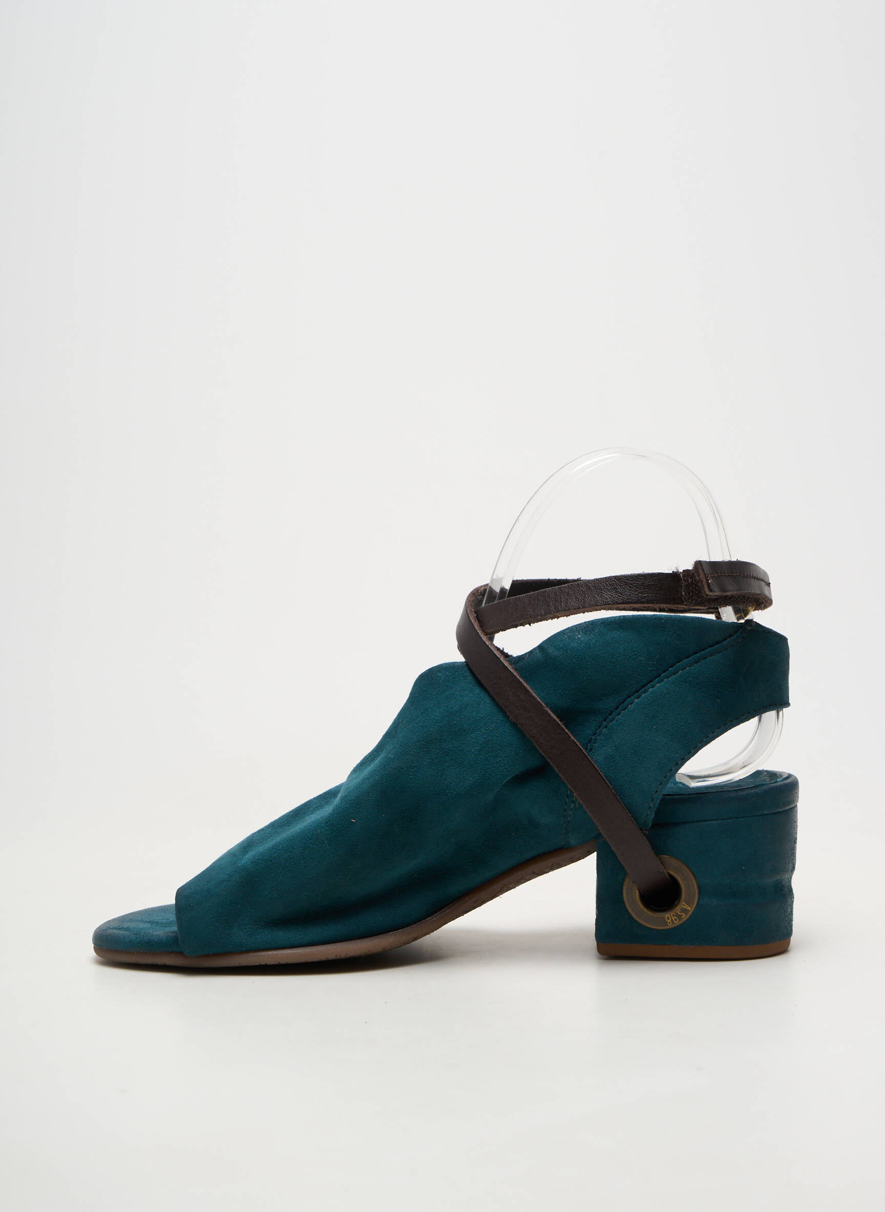 Sandales/nu pieds matière lisse talon de 4 à 6cm bleu A.S.98 femme