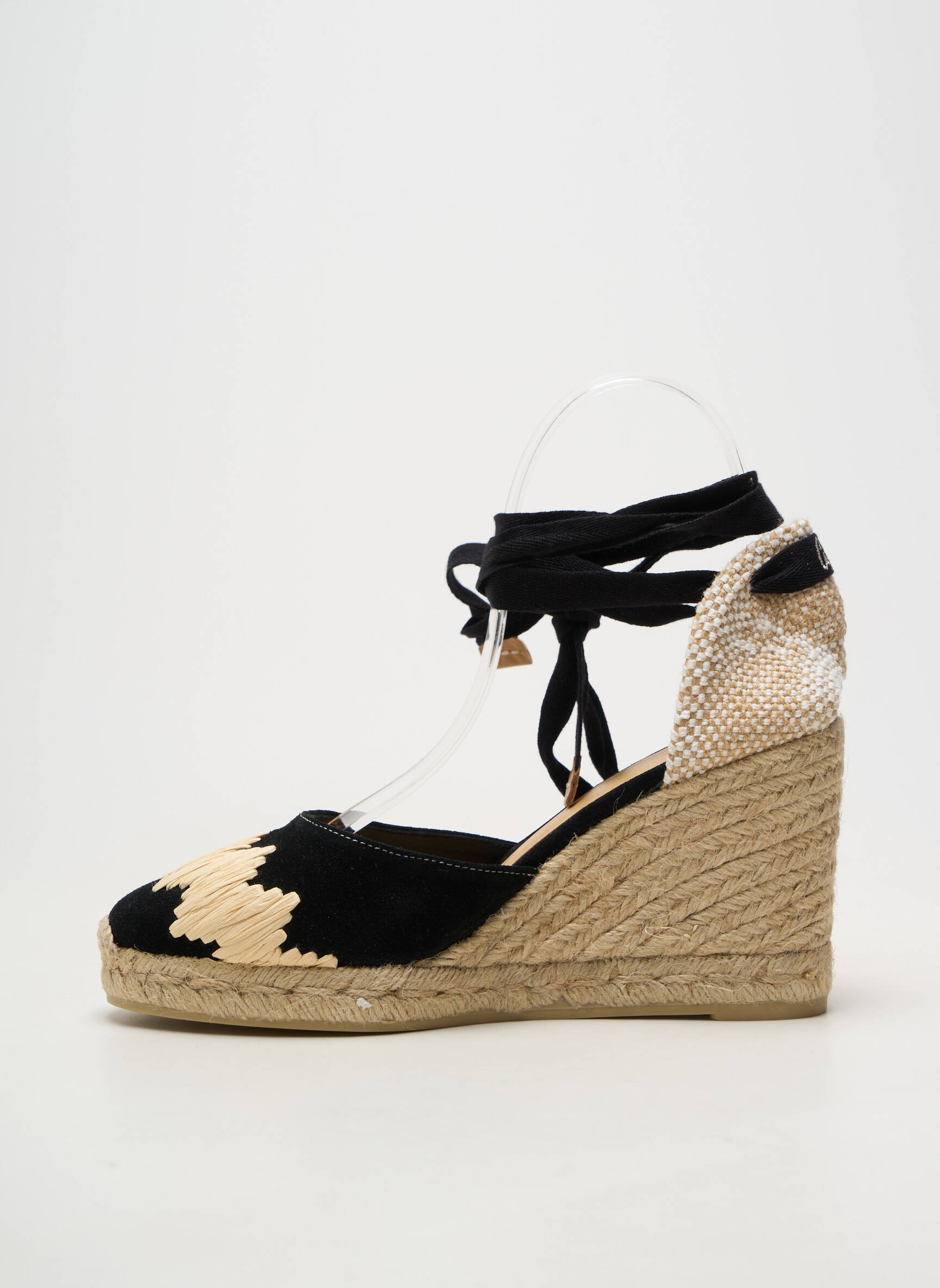 Espadrilles fermeture lacets talon de 7 à 9cm noir CASTANER femme