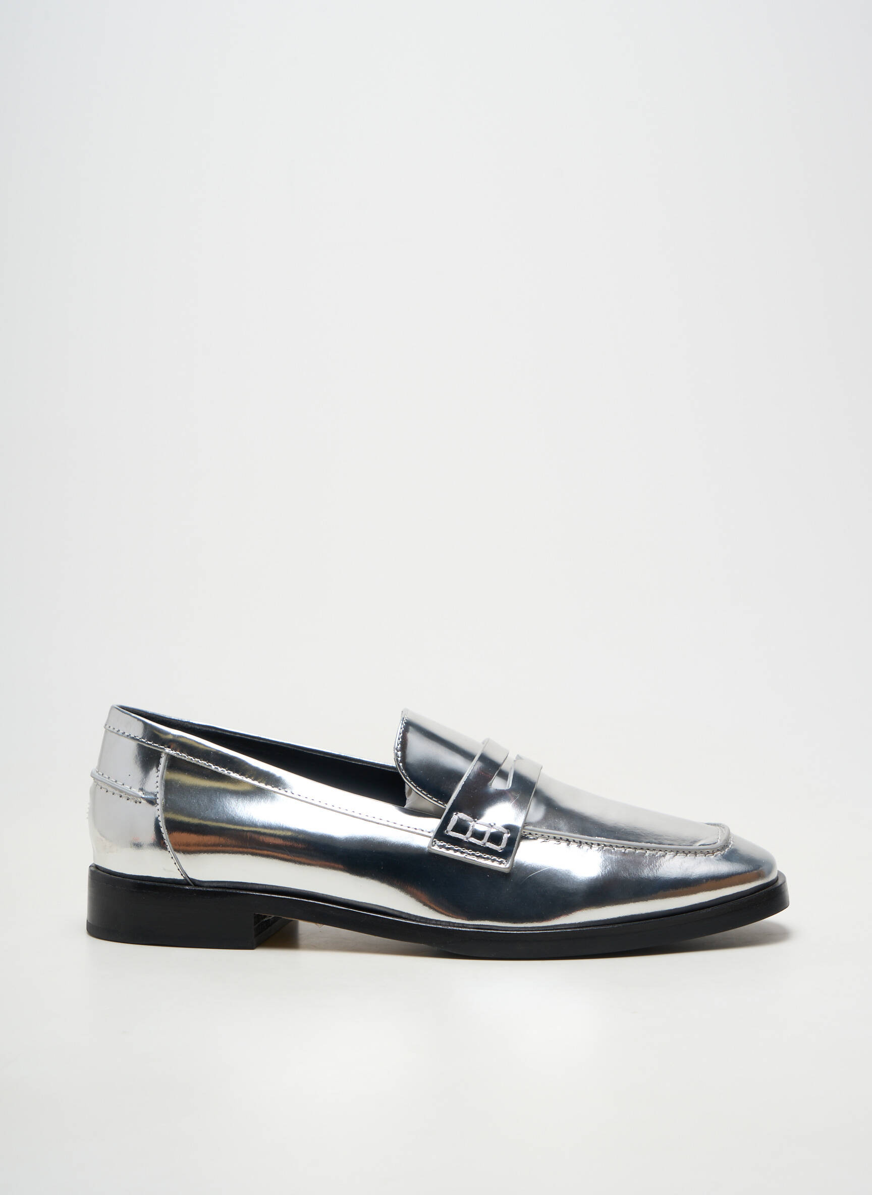 Mocassins matière lisse talon plat jusqu'à 3cm argent MI/MAI femme