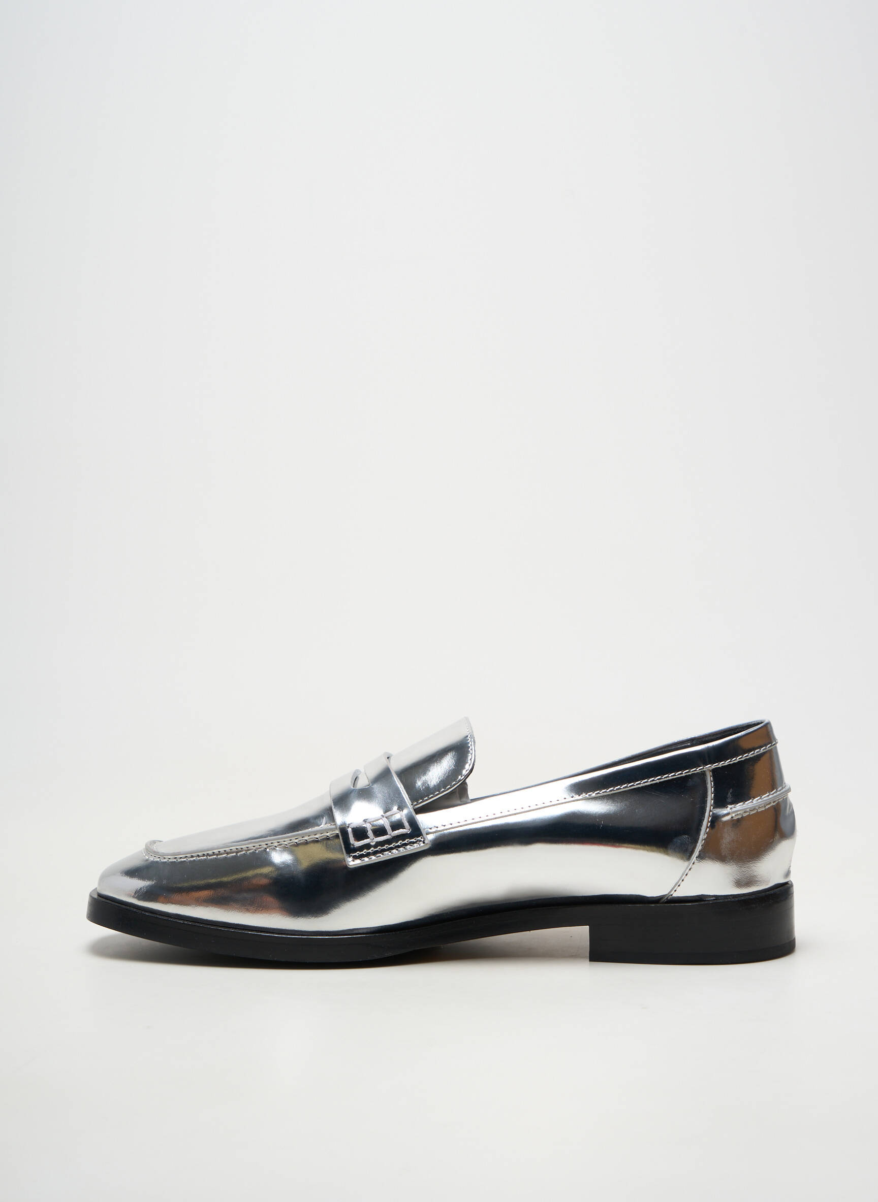 Mocassins matière lisse talon plat jusqu'à 3cm argent MI/MAI femme